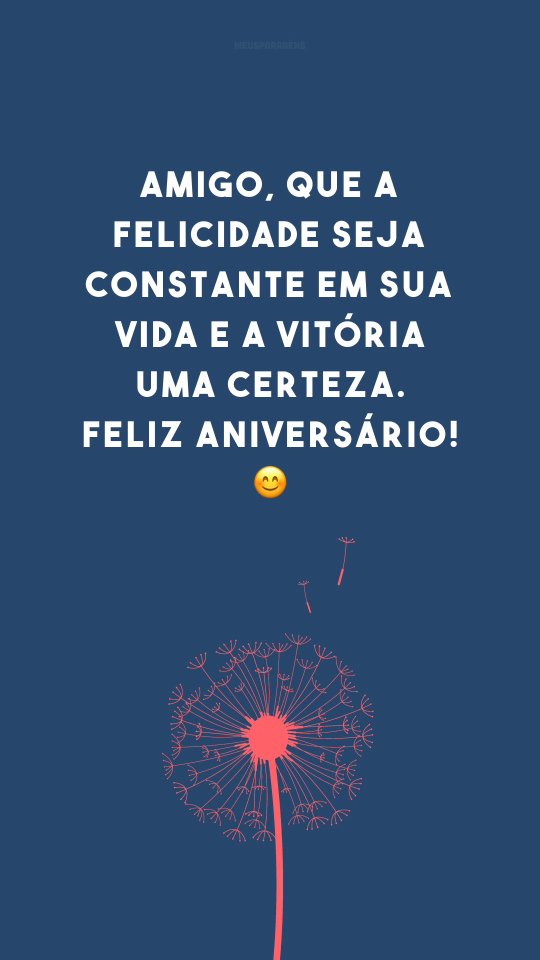 Amigo, que a felicidade seja constante em sua vida e a vitória uma certeza. Feliz aniversário! 😊