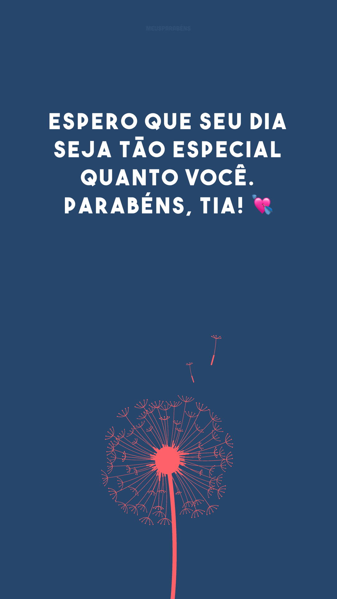 Espero que seu dia seja tão especial quanto você. Parabéns, tia! 💘