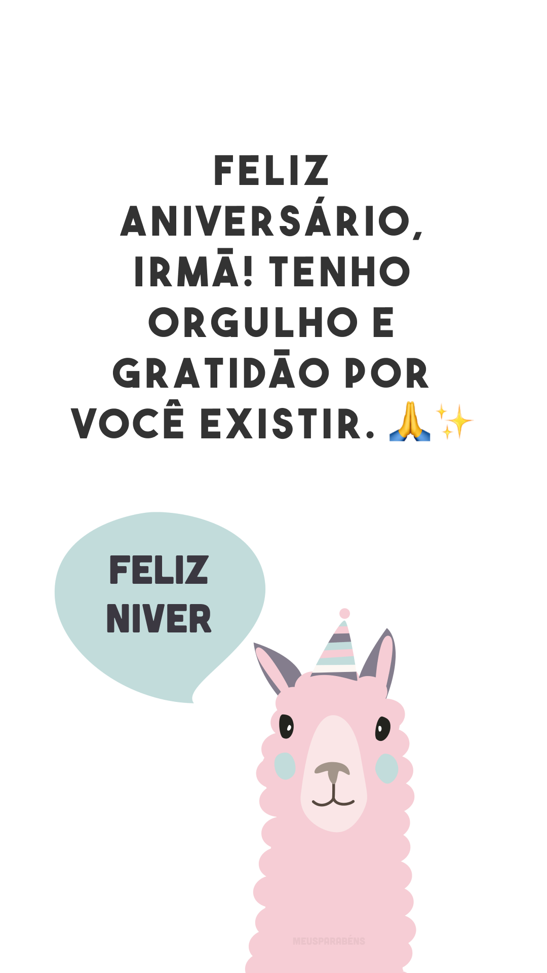 Feliz aniversário, irmã! Tenho orgulho e gratidão por você existir. 🙏✨