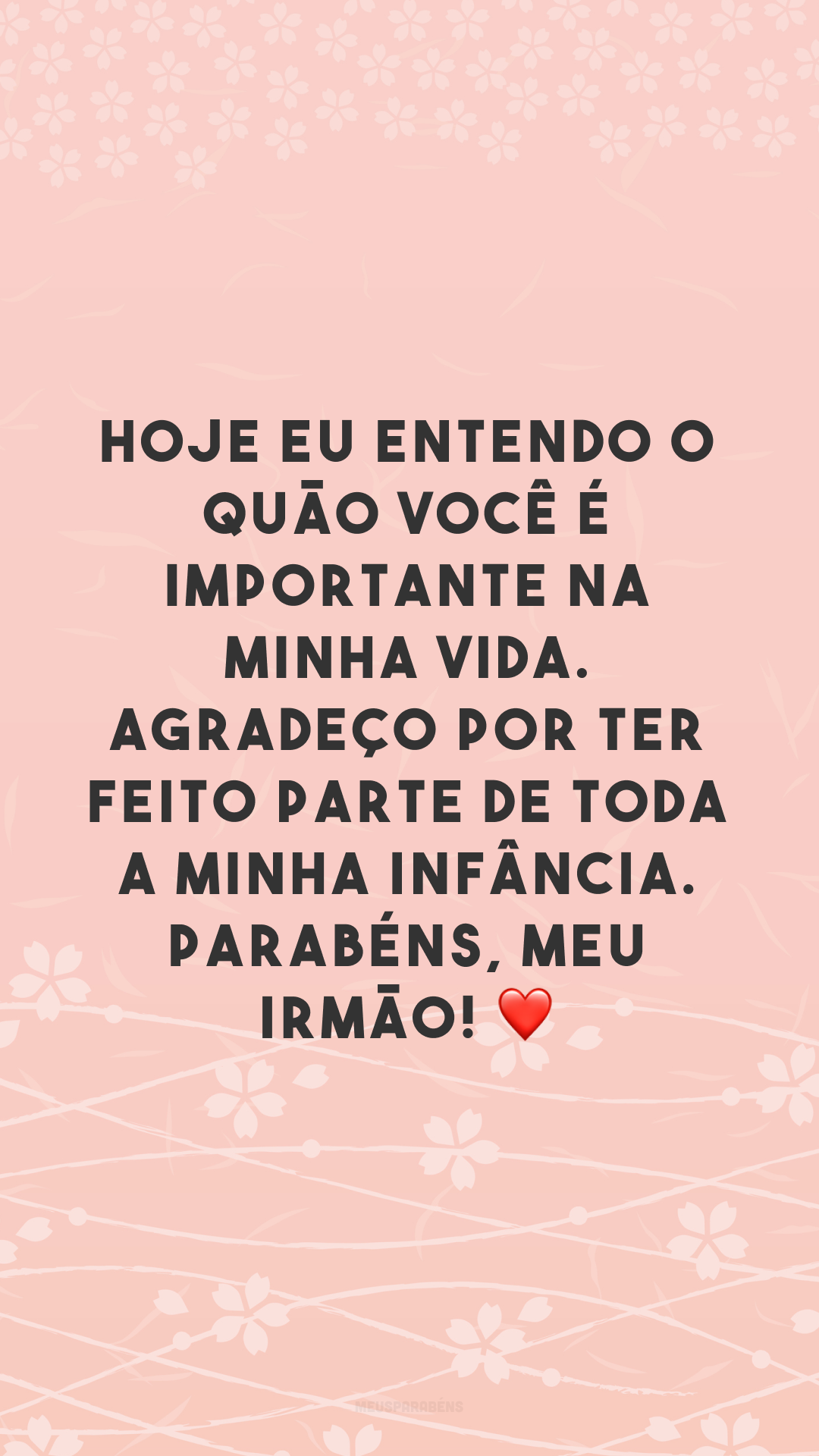 Hoje eu entendo o quão você é importante na minha vida. Agradeço por ter feito parte de toda a minha infância. Parabéns, meu irmão! ❤ 