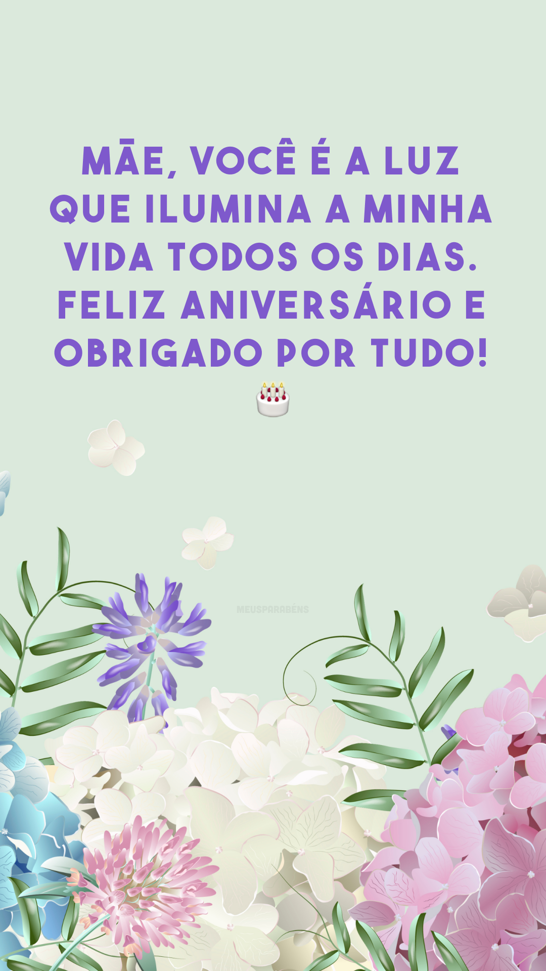 Mãe, você é a luz que ilumina a minha vida todos os dias. Feliz aniversário e obrigado por tudo! 🎂