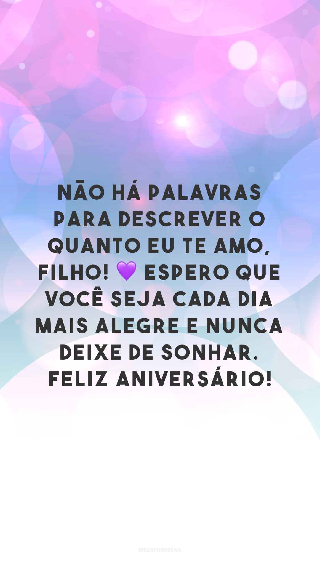 Não há palavras para descrever o quanto eu te amo, filho! 💜 Espero que você seja cada dia mais alegre e nunca deixe de sonhar. Feliz aniversário!