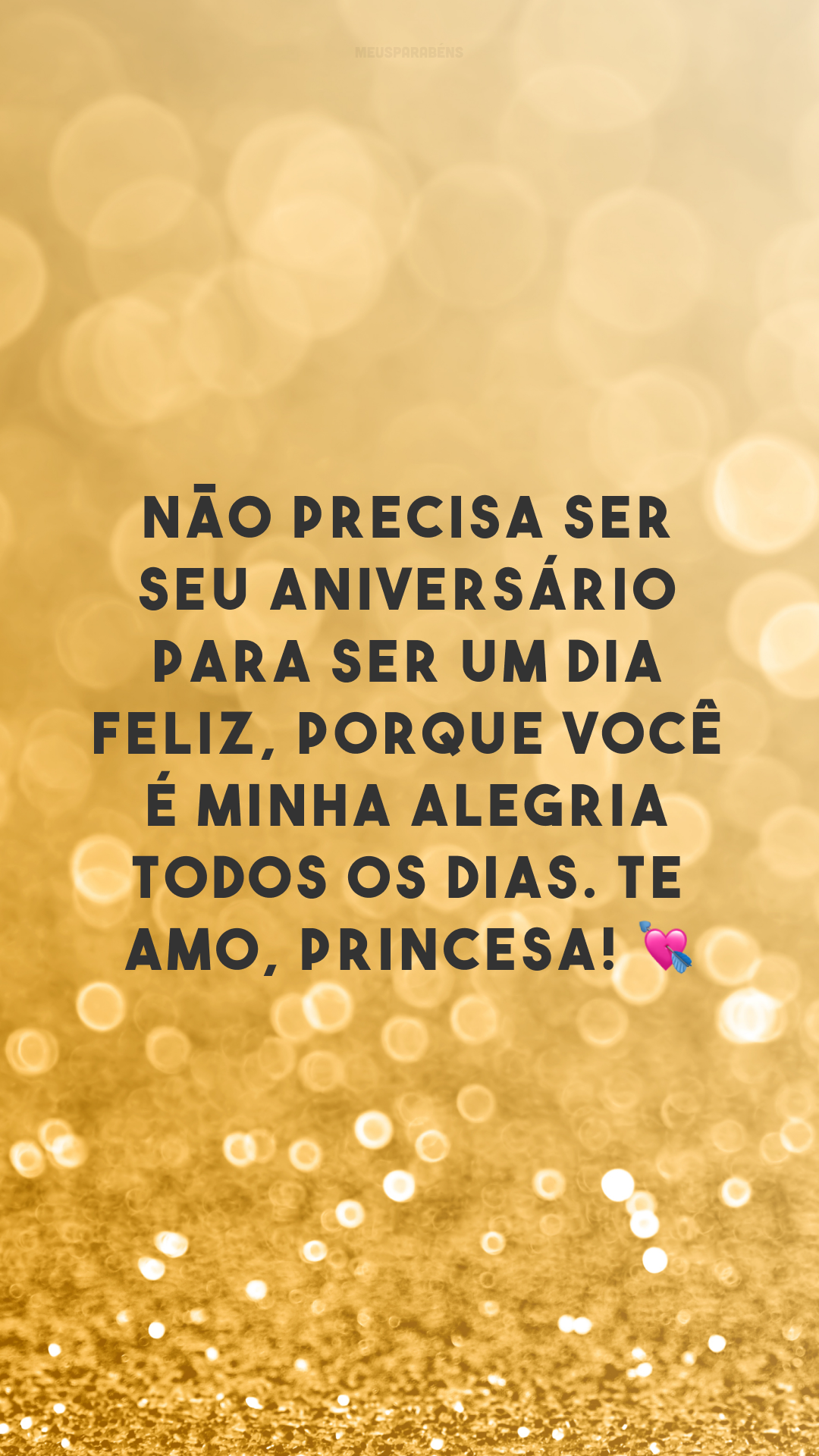 Não precisa ser seu aniversário para ser um dia feliz, porque você é minha alegria todos os dias. Te amo, princesa! 💘