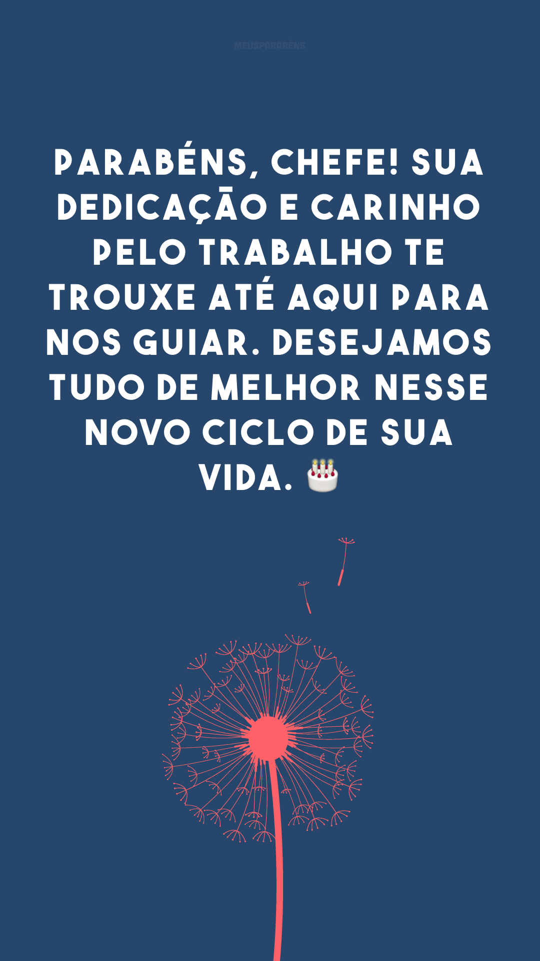 Parabéns, chefe! Sua dedicação e carinho pelo trabalho te trouxe até aqui para nos guiar. Desejamos tudo de melhor nesse novo ciclo de sua vida. 🎂