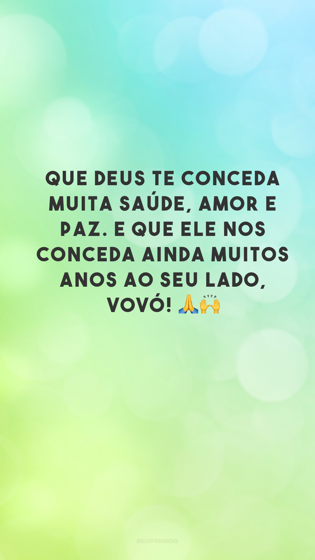 Que Deus te conceda muita saúde, amor e paz. E que ele nos conceda ainda muitos anos ao seu lado, vovó! 🙏🙌