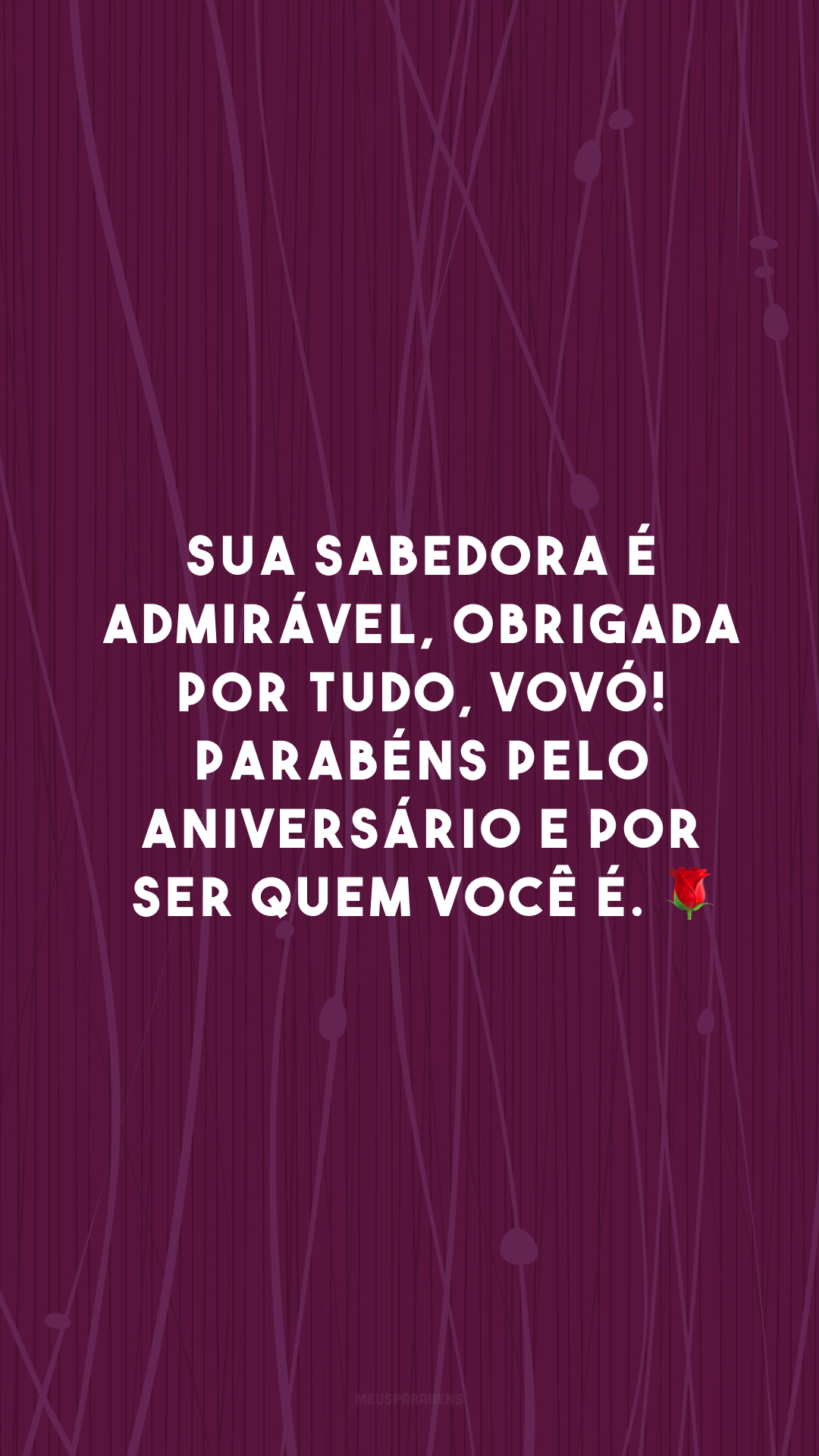 Sua sabedora é admirável, obrigada por tudo, vovó! Parabéns pelo aniversário e por ser quem você é. 🌹