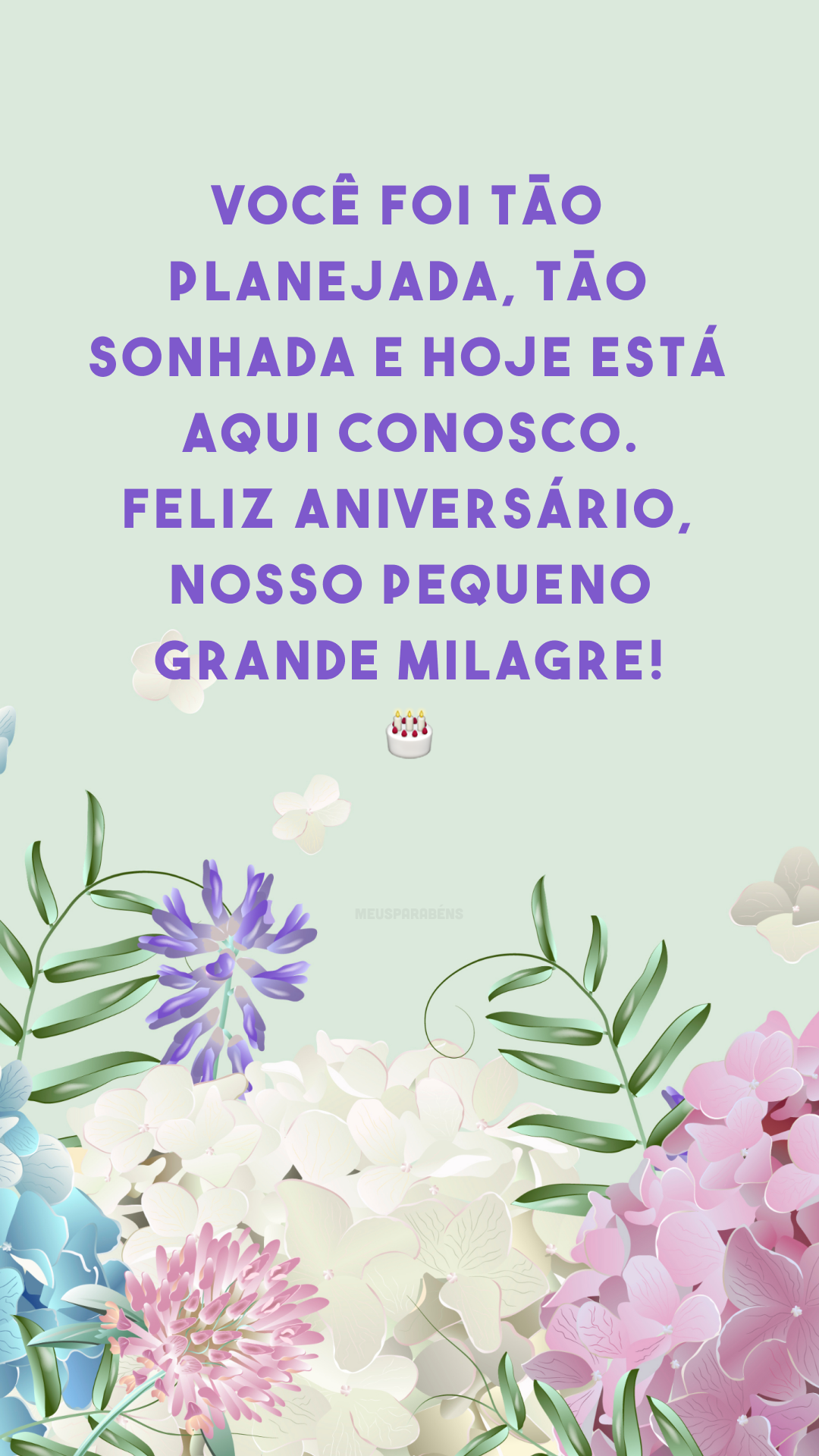 Você foi tão planejada, tão sonhada e hoje está aqui conosco. Feliz aniversário, nosso pequeno grande milagre! 🎂