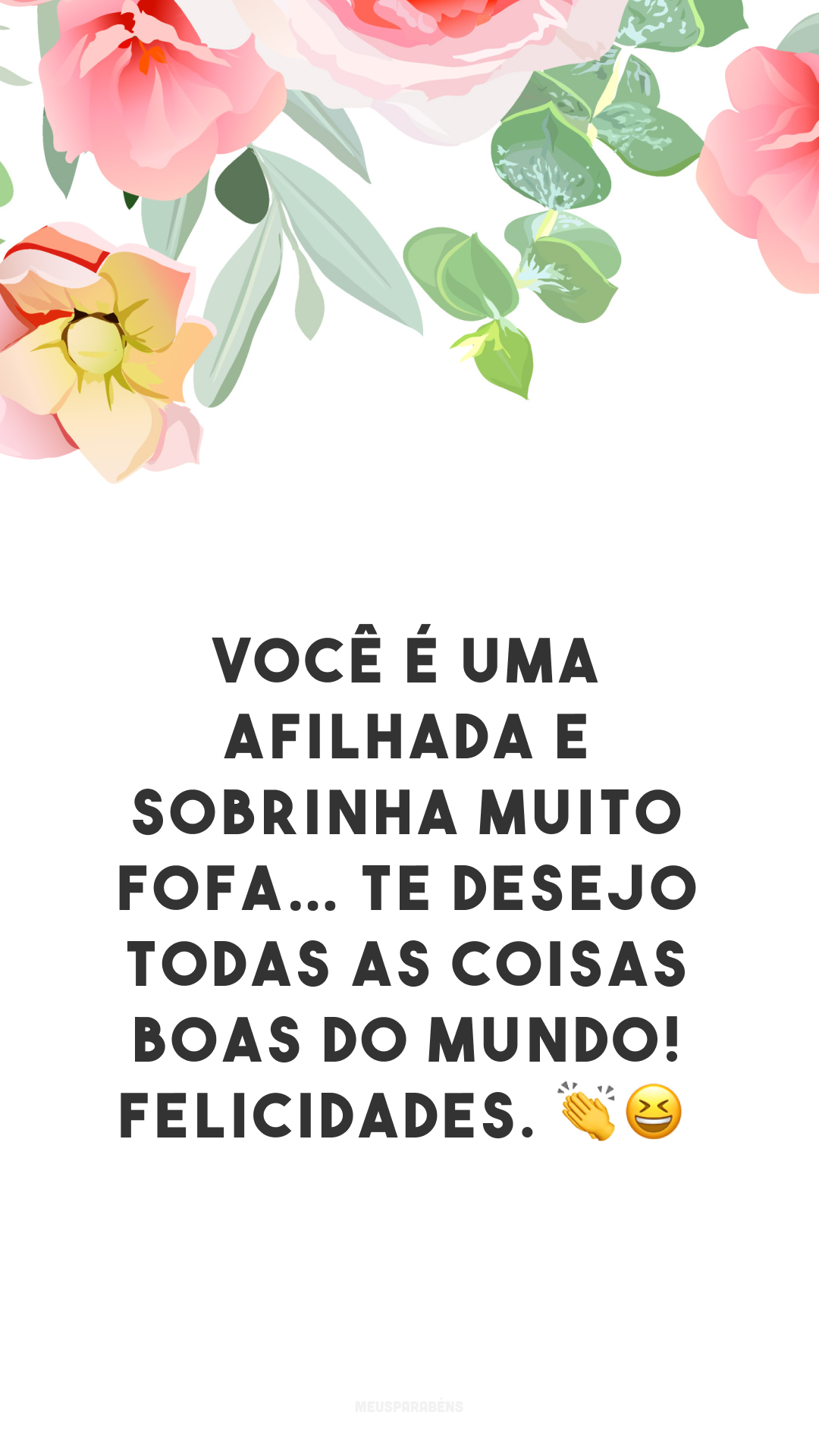 Você é uma afilhada e sobrinha muito fofa… te desejo todas as coisas boas do mundo! Felicidades. 👏😆
