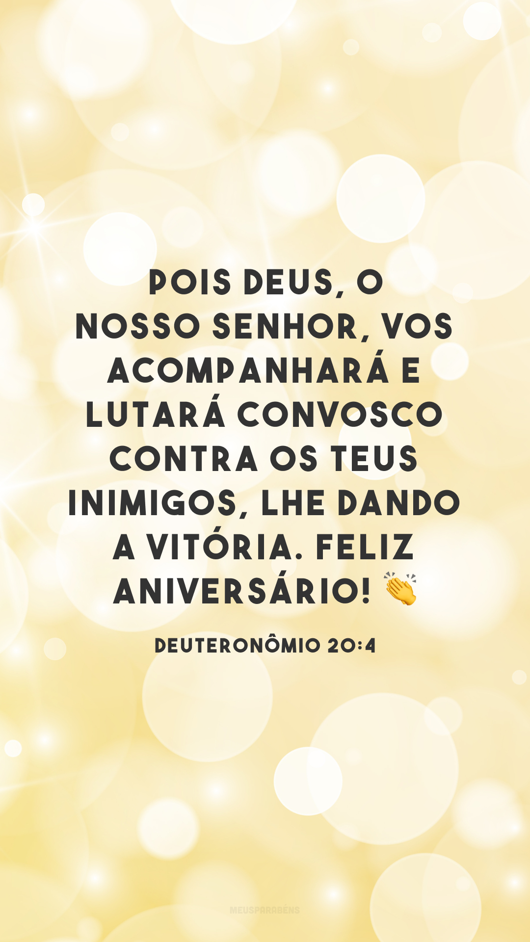 Pois Deus, o nosso Senhor, vos acompanhará e lutará convosco contra os teus inimigos, lhe dando a vitória. Feliz aniversário! ?
