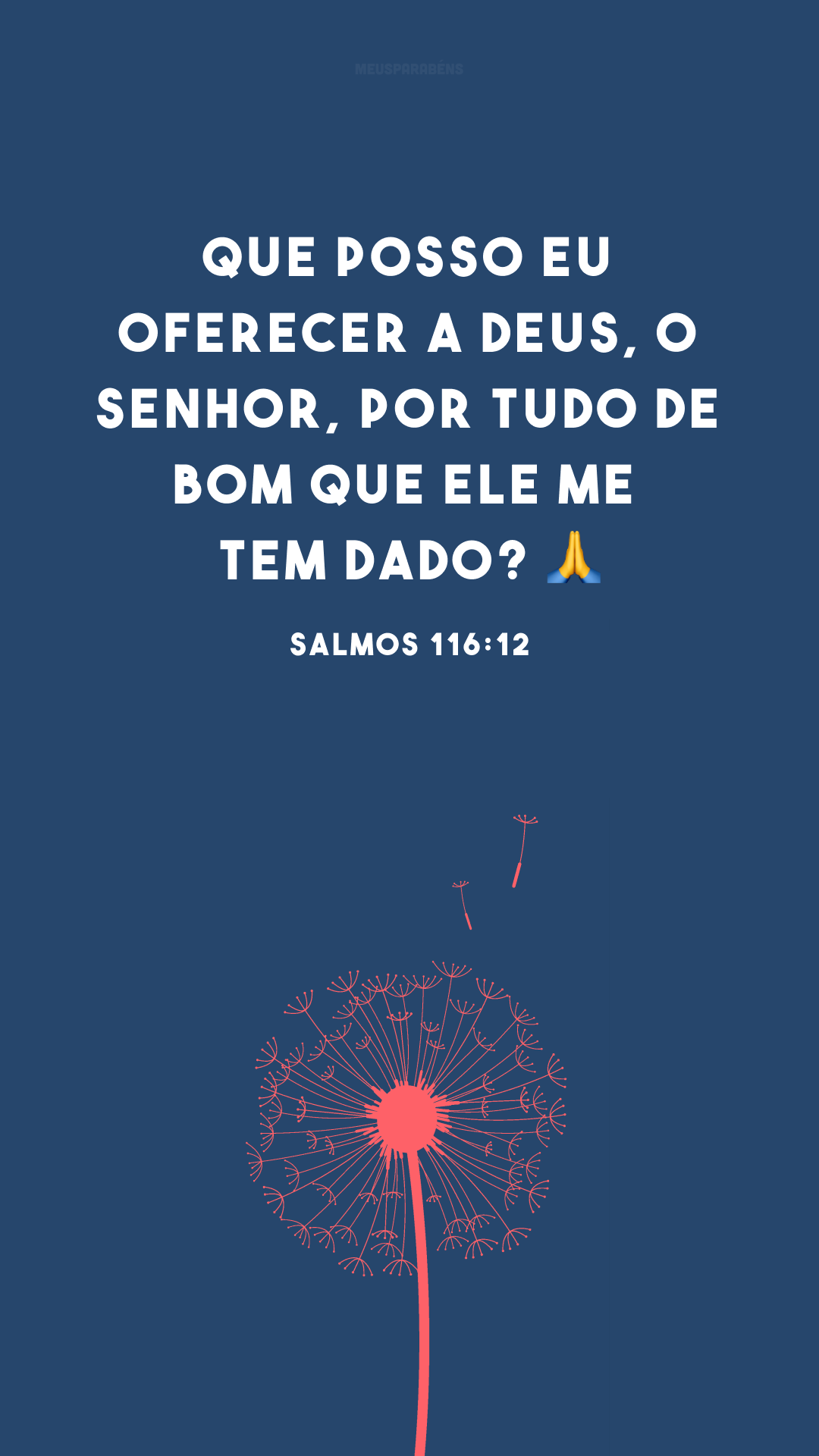 Que posso eu oferecer a Deus, o Senhor, por tudo de bom que ele me tem dado? ?
