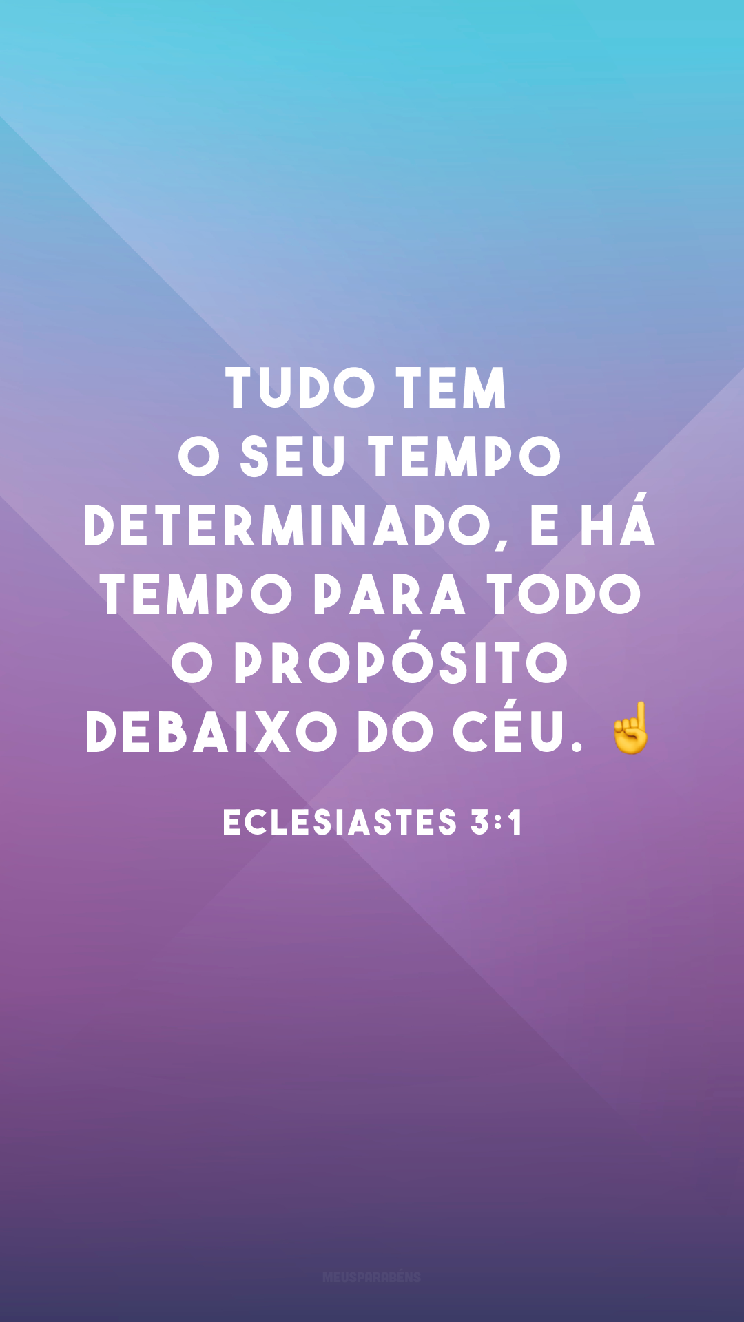 Tudo tem o seu tempo determinado, e há tempo para todo o propósito debaixo do céu. ☝