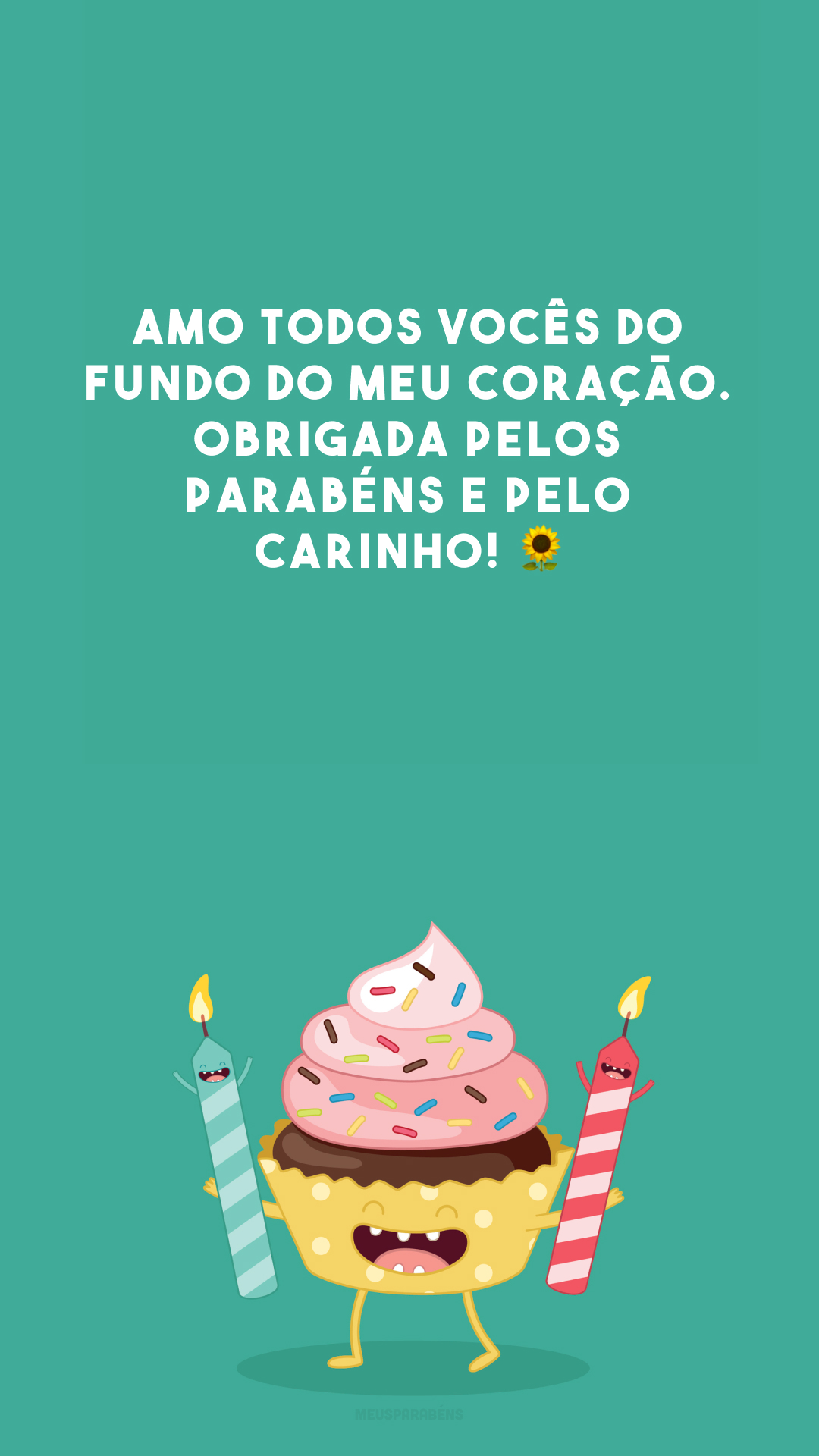 Amo todos vocês do fundo do meu coração. Obrigada pelos parabéns e pelo carinho! 🌻