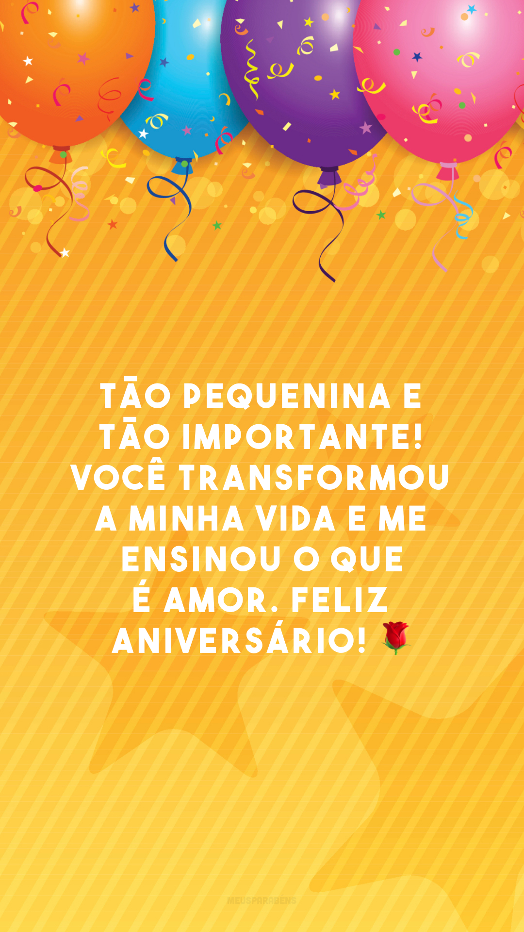 Tão pequenina e tão importante! Você transformou a minha vida e me ensinou o que é amor. Feliz aniversário! 🌹