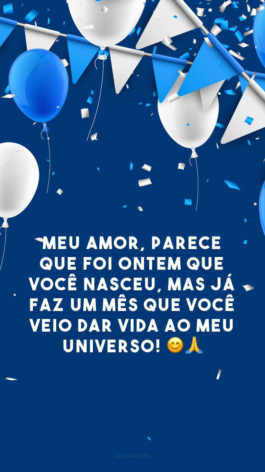 Meu amor, parece que foi ontem que você nasceu, mas já faz um mês que você veio dar vida ao meu universo! 😊🙏