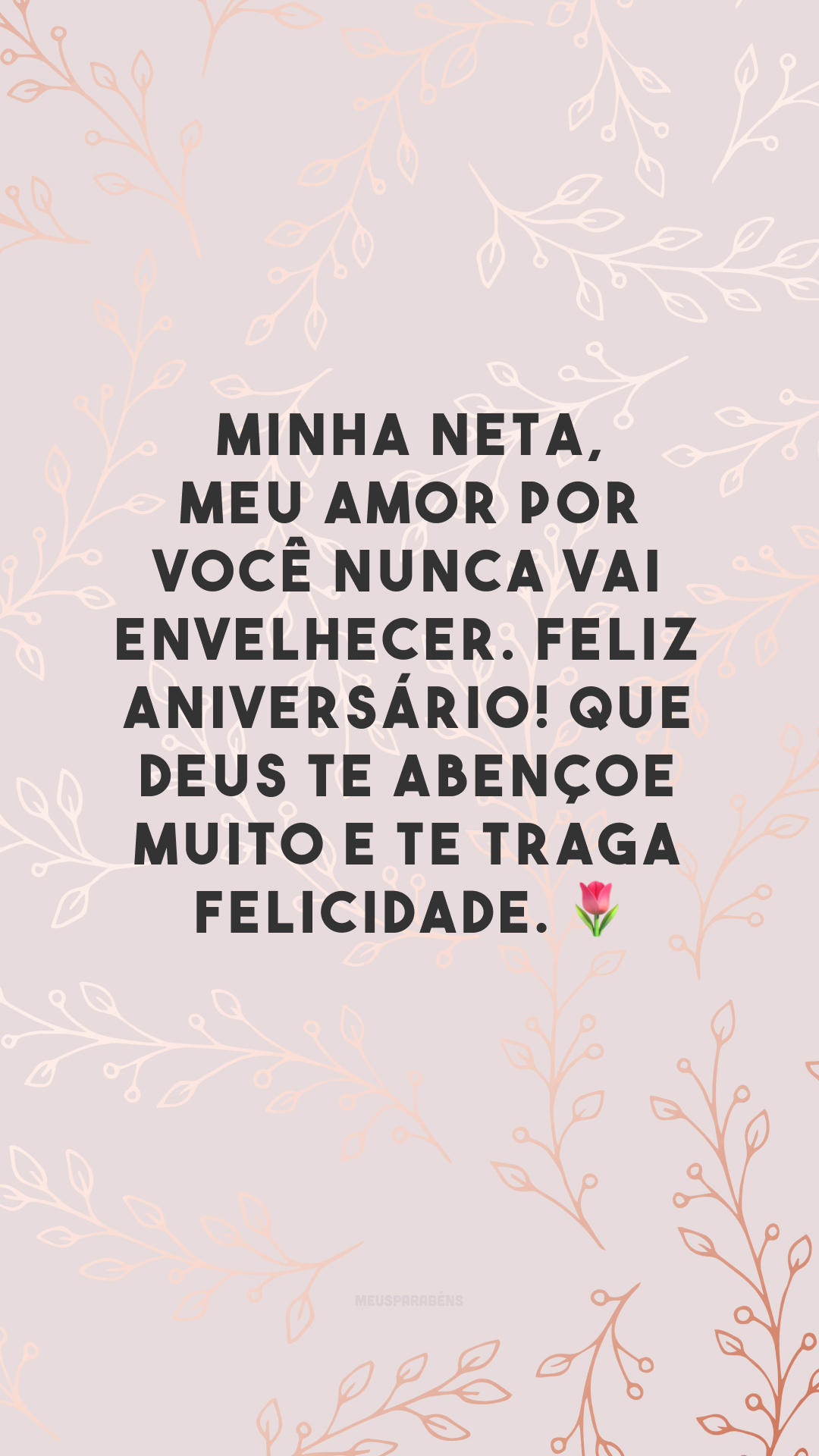 Minha neta, meu amor por você nunca vai envelhecer. Feliz aniversário! Que Deus te abençoe muito e te traga felicidade. 🌷