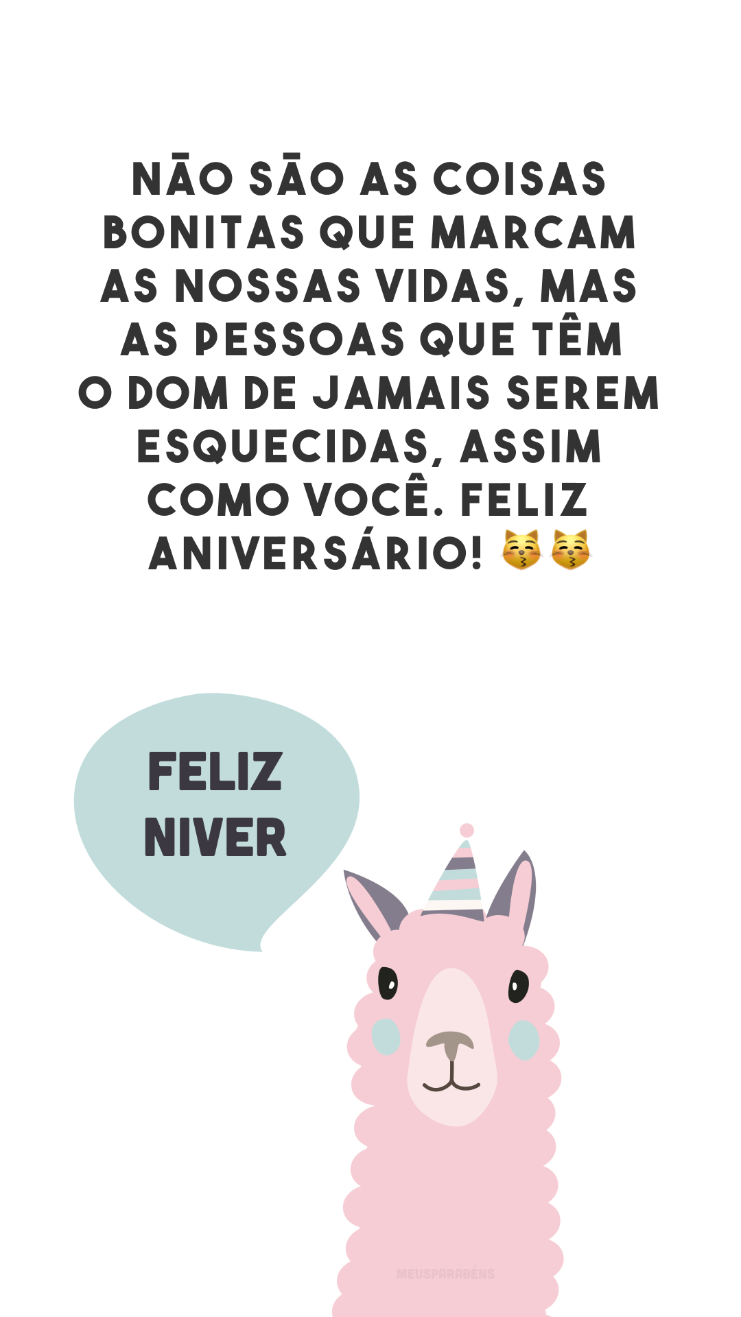 Não são as coisas bonitas que marcam as nossas vidas, mas as pessoas que têm o dom de jamais serem esquecidas, assim como você. Feliz aniversário! 😽😽