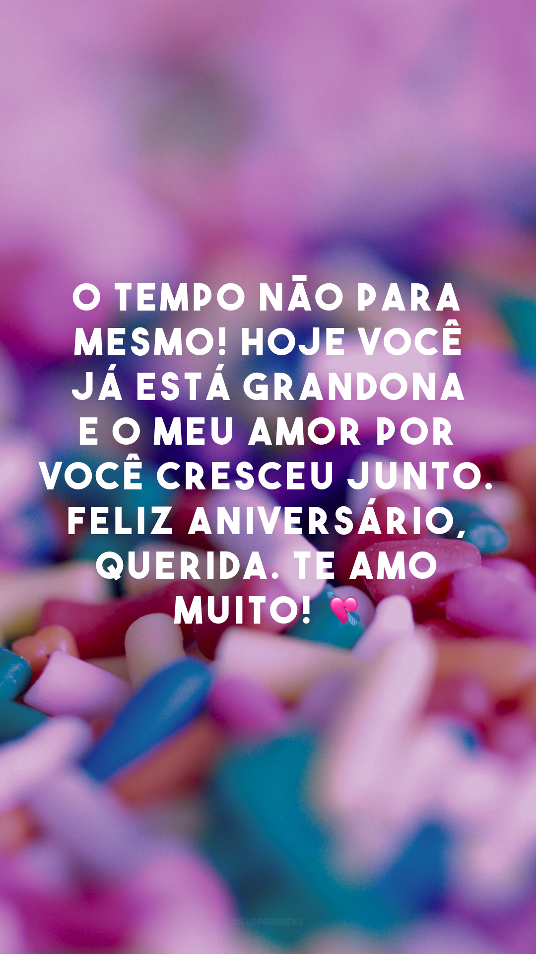 O tempo não para mesmo! Hoje você já está grandona e o meu amor por você cresceu junto. Feliz aniversário, querida. Te amo muito! 💘