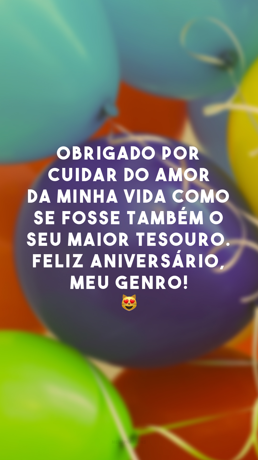 Obrigado por cuidar do amor da minha vida como se fosse também o seu maior tesouro. Feliz aniversário, meu genro! 😻