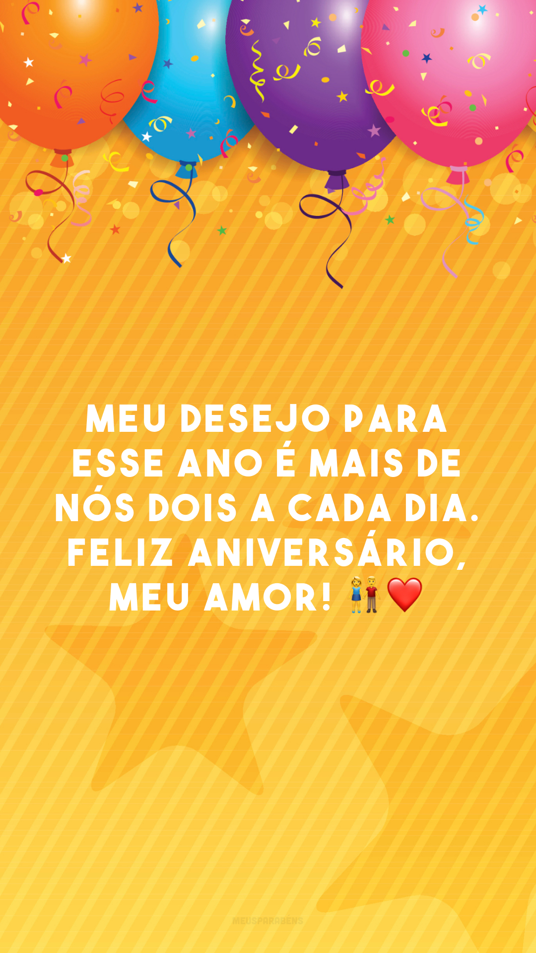 Meu desejo para esse ano é mais de nós dois a cada dia. Feliz aniversário, meu amor! 👫❤️