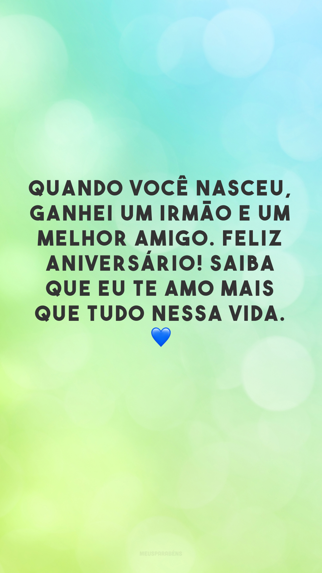 Quando você nasceu, ganhei um irmão e um melhor amigo. Feliz aniversário! Saiba que eu te amo mais que tudo nessa vida. 💙