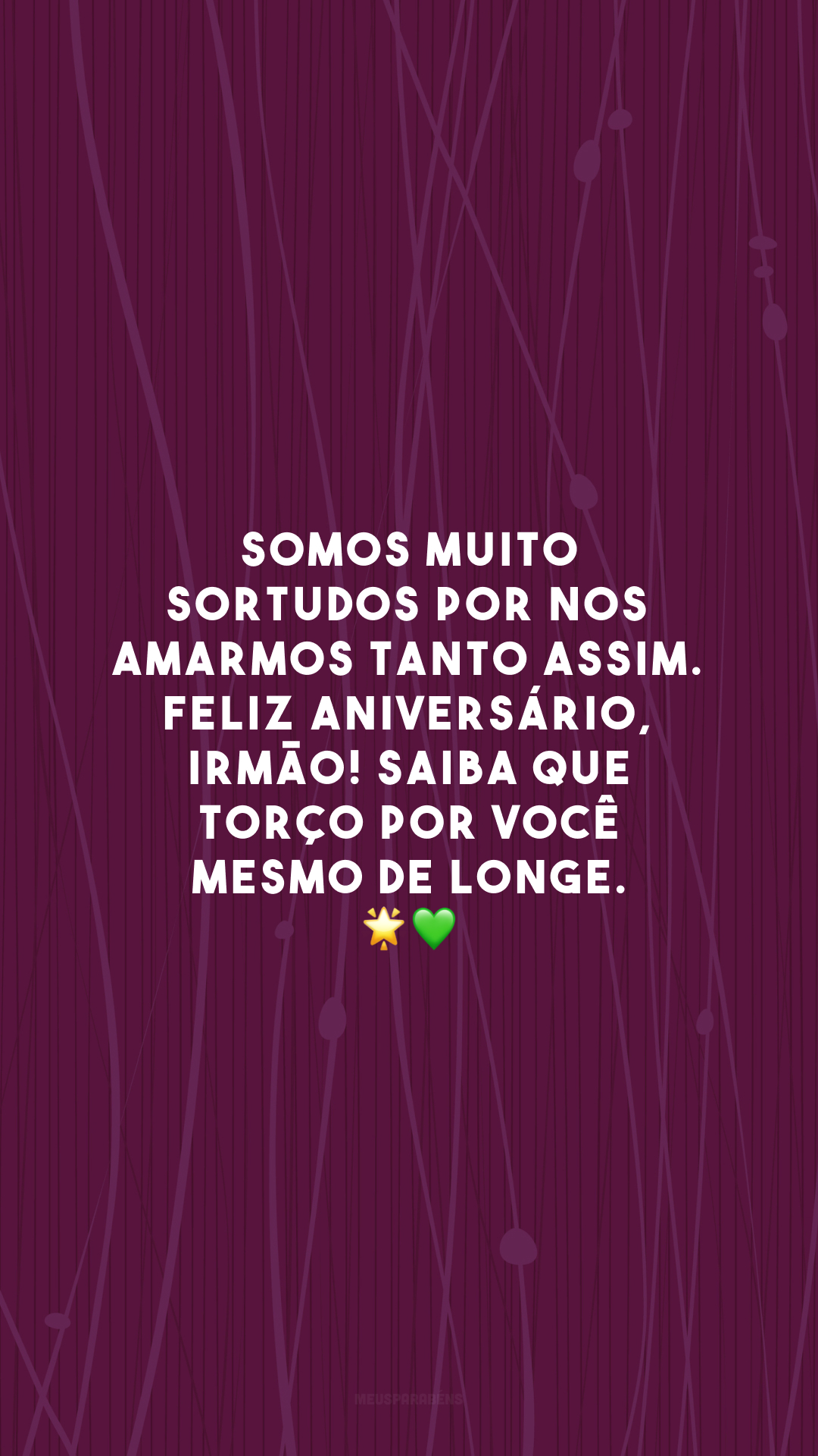 Somos muito sortudos por nos amarmos tanto assim. Feliz aniversário, irmão! Saiba que torço por você mesmo de longe. 🌟💚