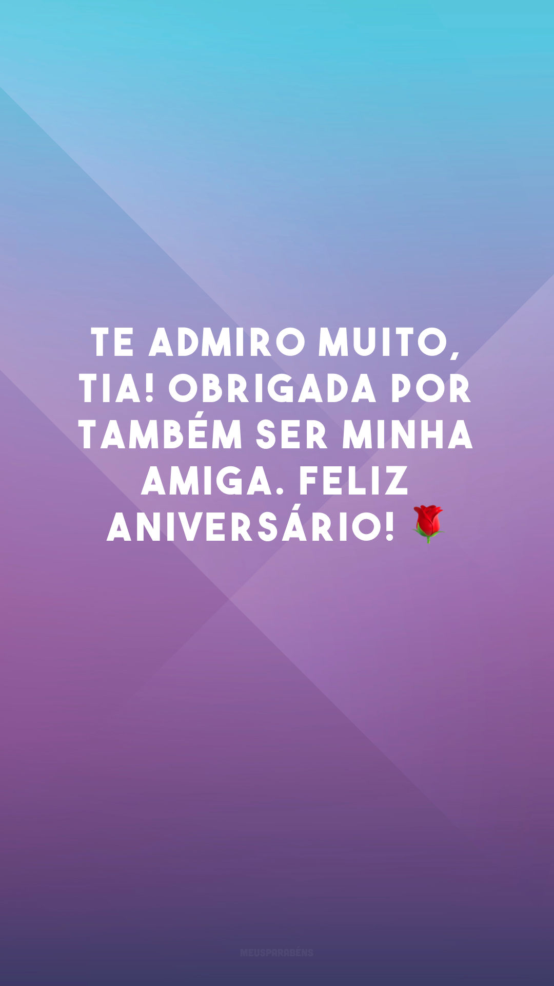 Te admiro muito, tia! Obrigada por também ser minha amiga. Feliz aniversário! 🌹