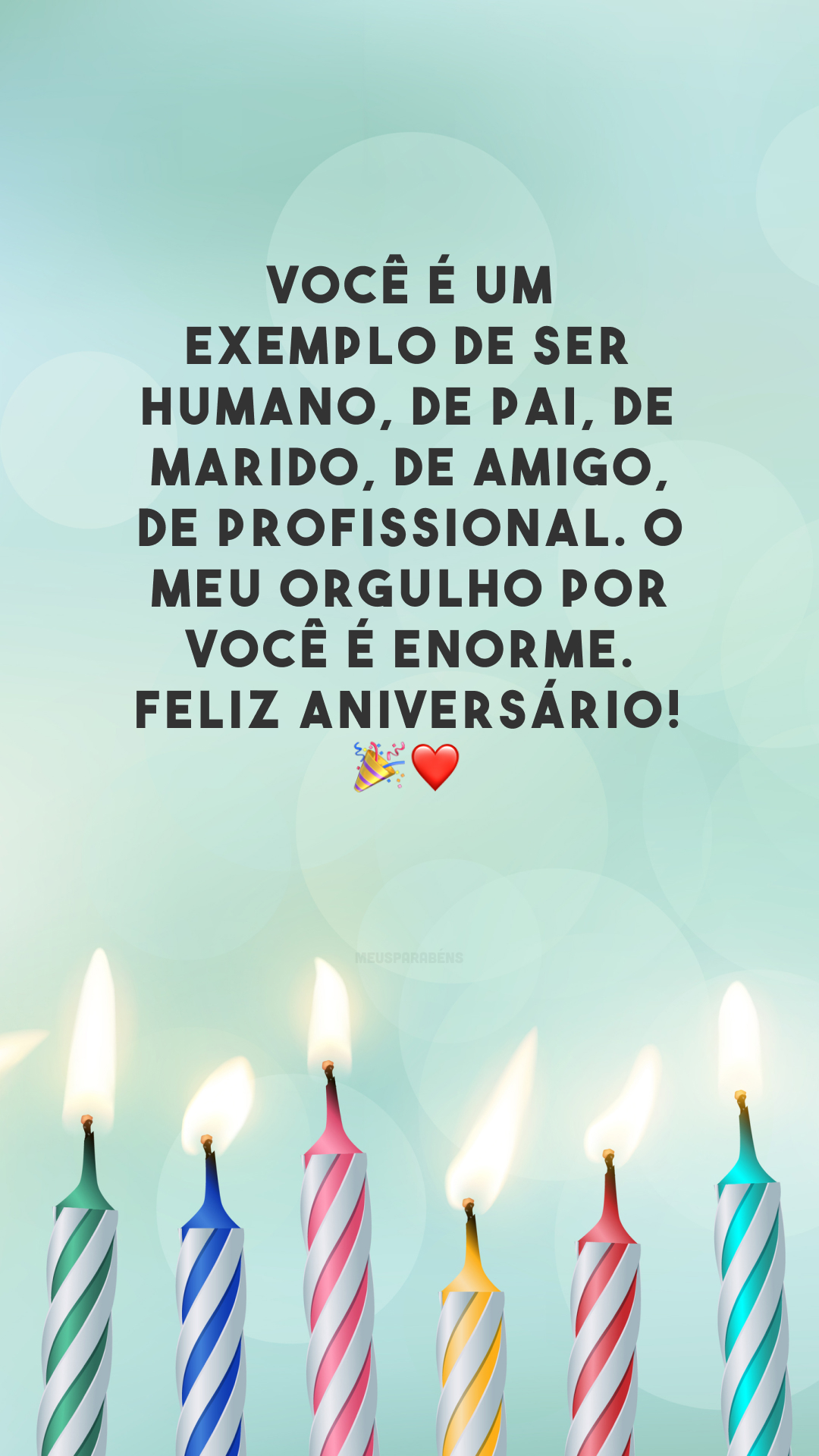 Você é um exemplo de ser humano, de pai, de marido, de amigo, de profissional. O meu orgulho por você é enorme. Feliz aniversário! 🎉❤️