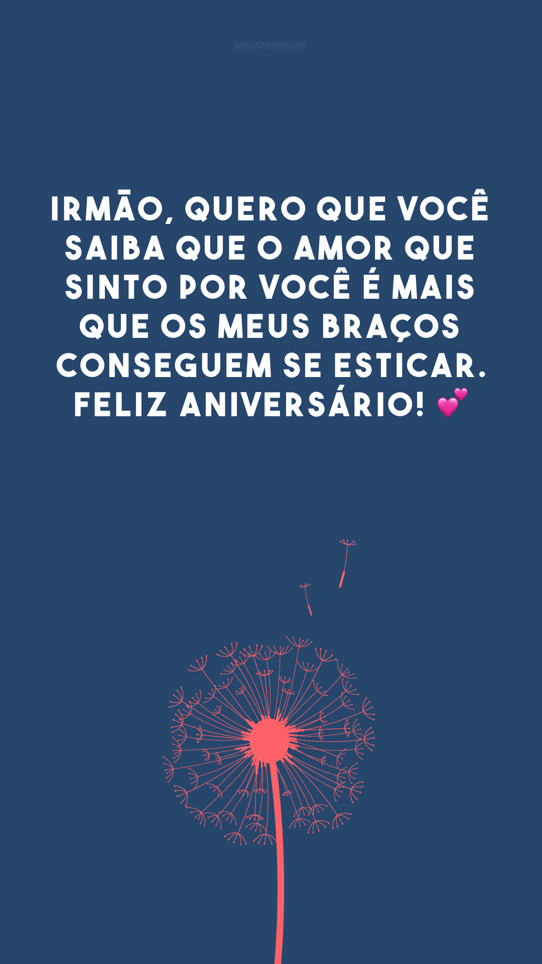 Irmão, quero que você saiba que o amor que sinto por você é mais que os meus braços conseguem se esticar. Feliz aniversário! 💕