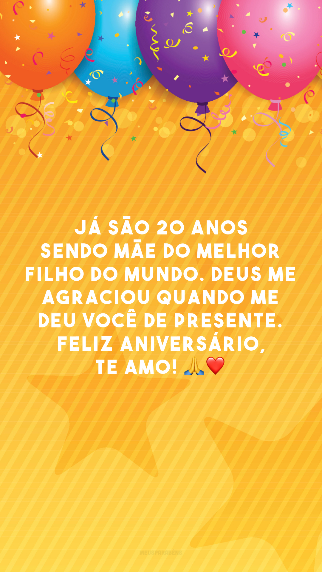 Já são 20 anos sendo mãe do melhor filho do mundo. Deus me agraciou quando me deu você de presente. Feliz aniversário, te amo! 🙏❤️