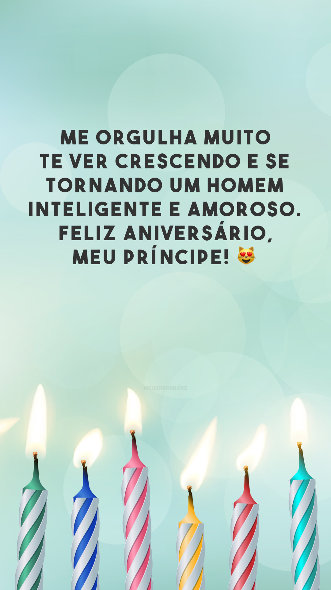 Me orgulha muito te ver crescendo e se tornando um homem inteligente e amoroso. Feliz aniversário, meu príncipe! 😻