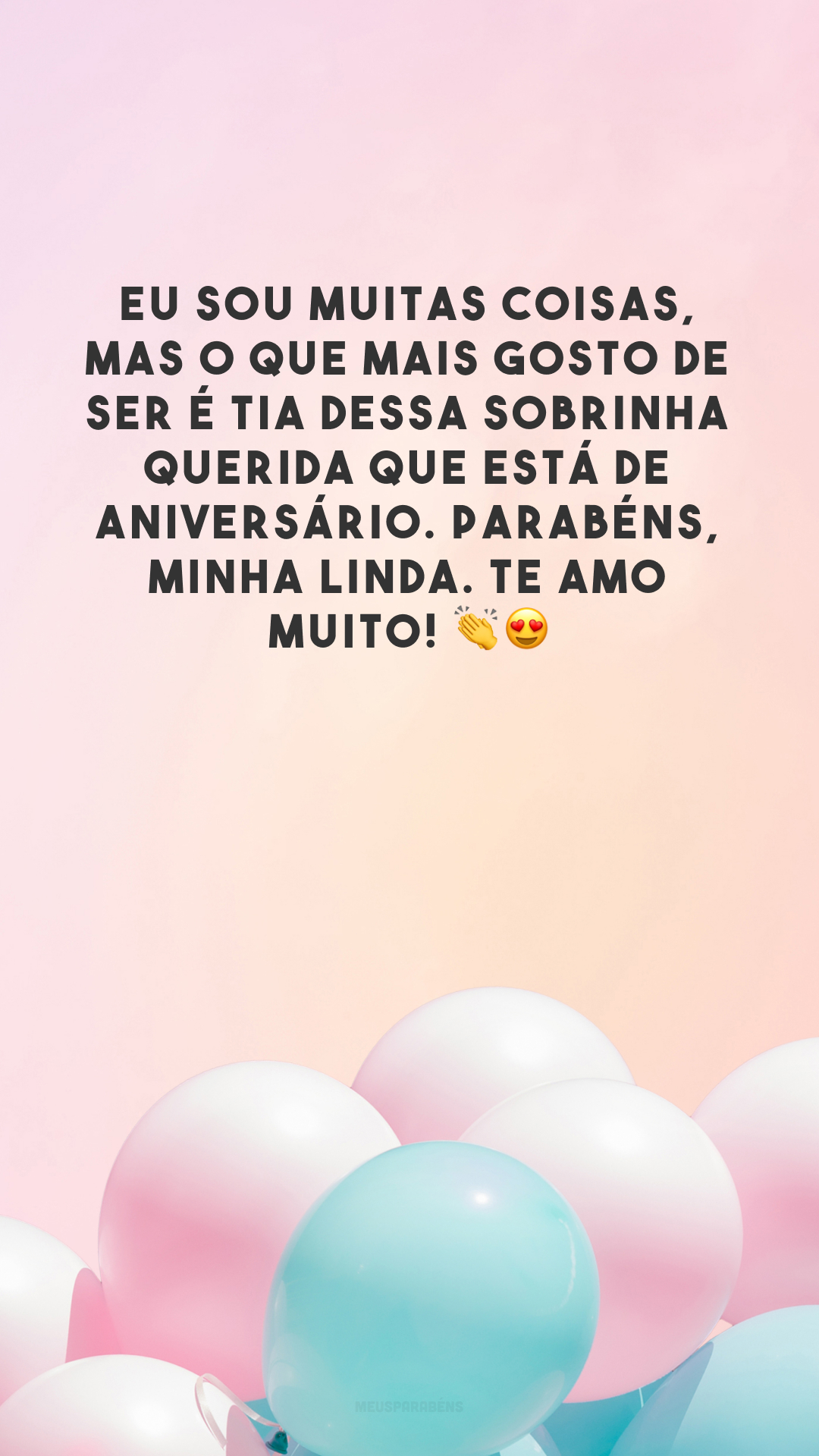 Eu sou muitas coisas, mas o que mais gosto de ser é tia dessa sobrinha querida que está de aniversário. Parabéns, minha linda. Te amo muito! 👏😍