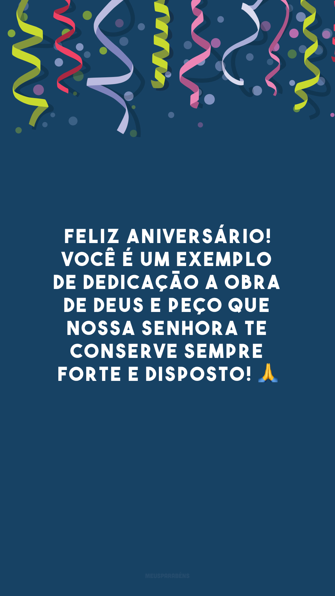 Feliz aniversário! Você é um exemplo de dedicação a obra de Deus e peço que Nossa Senhora te conserve sempre forte e disposto! 🙏