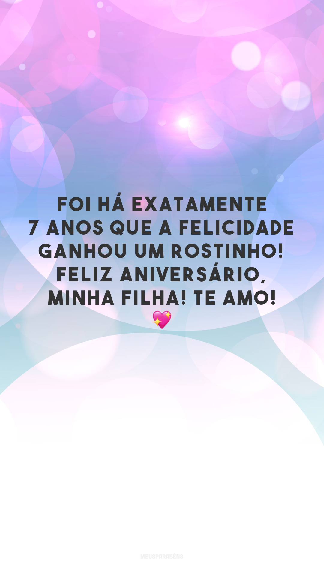 Foi há exatamente 7 anos que a felicidade ganhou um rostinho! Feliz aniversário, minha filha! Te amo! 💖