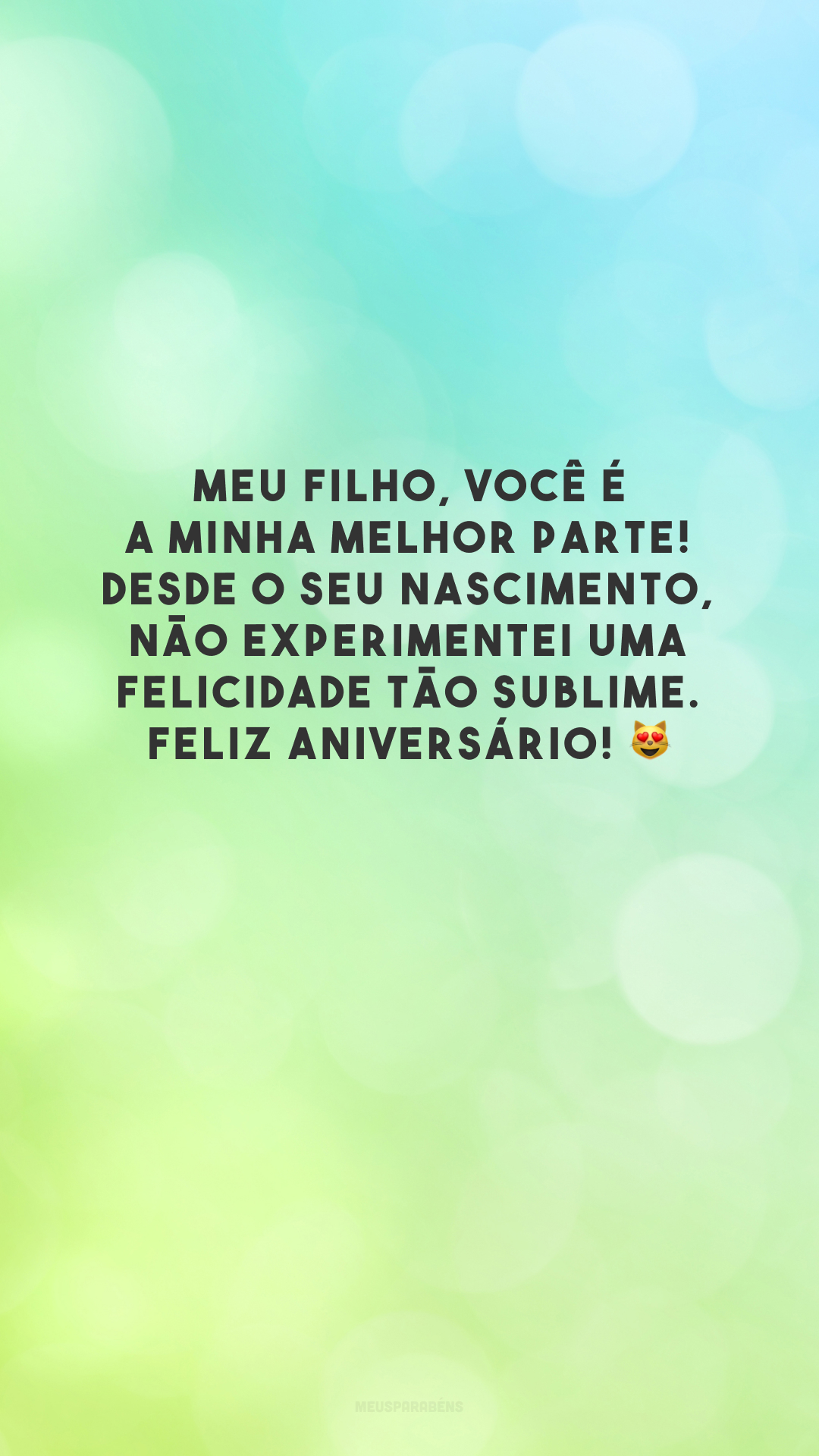 Meu filho, você é a minha melhor parte! Desde o seu nascimento, não experimentei uma felicidade tão sublime. Feliz aniversário! 😻