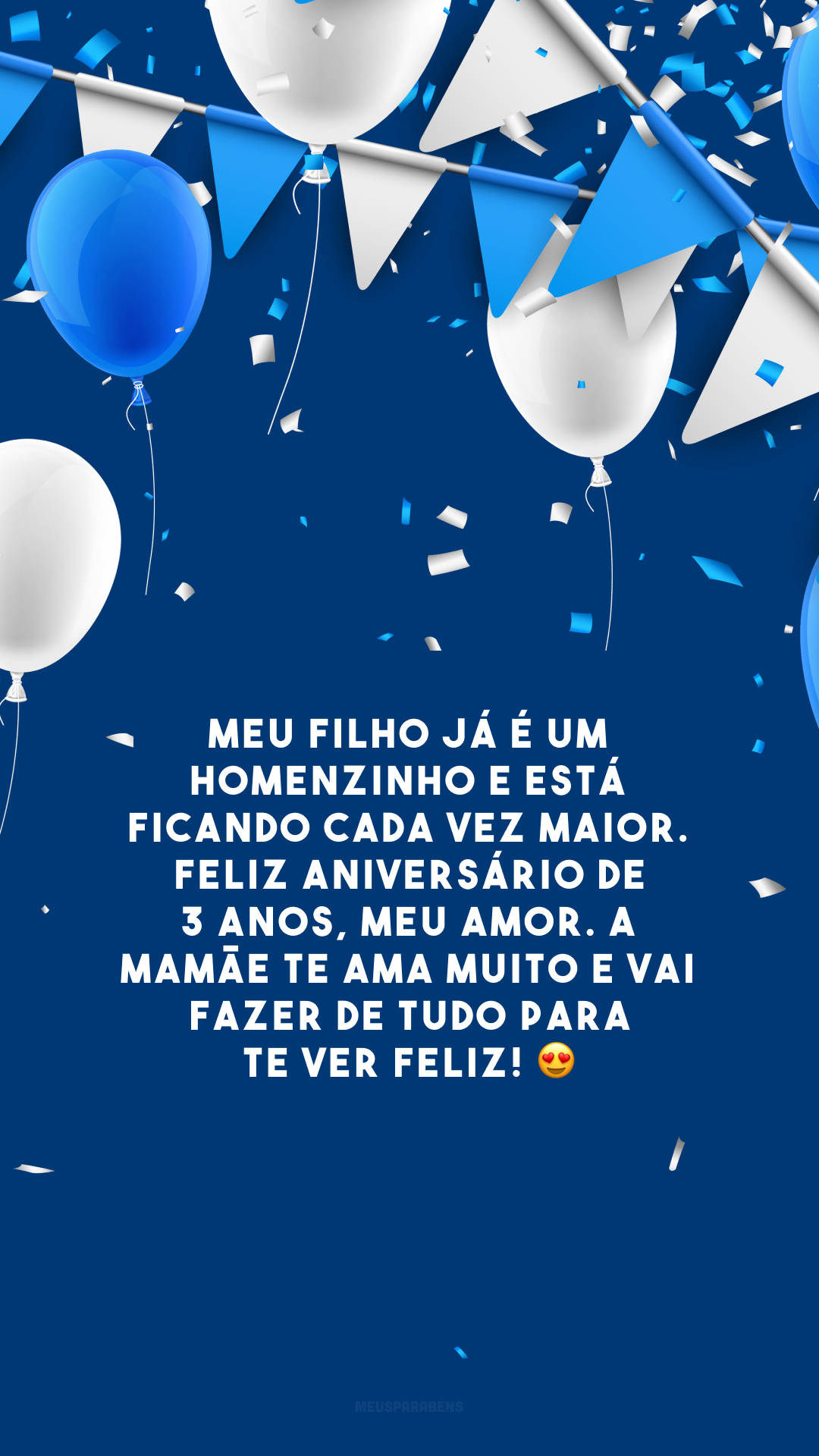 Meu filho já é um homenzinho e está ficando cada vez maior. Feliz aniversário de 3 anos, meu amor. A mamãe te ama muito e vai fazer de tudo para te ver feliz! 😍