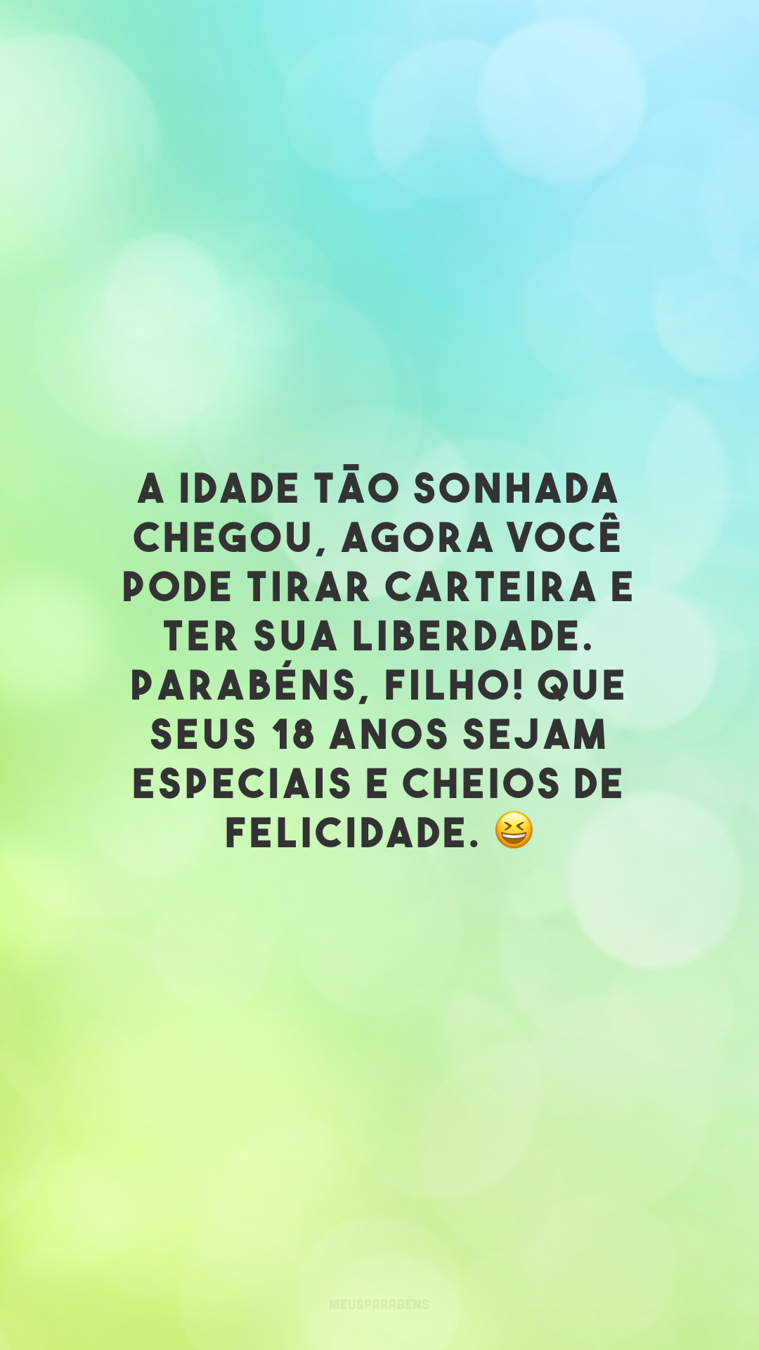 A idade tão sonhada chegou, agora você pode tirar carteira e ter sua liberdade. Parabéns, filho! Que seus 18 anos sejam especiais e cheios de felicidade. 😆