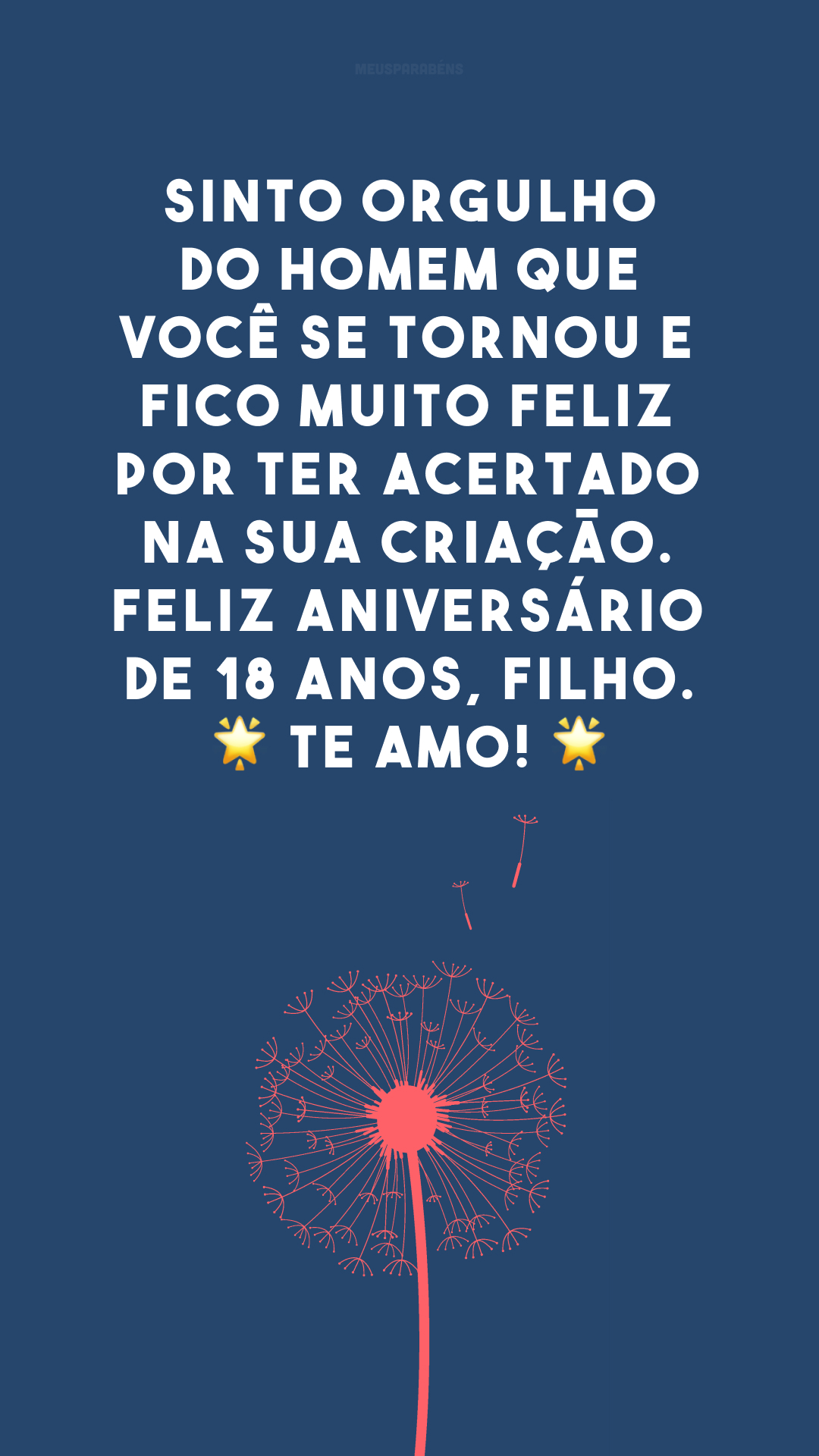 Sinto orgulho do homem que você se tornou e fico muito feliz por ter acertado na sua criação. Feliz aniversário de 18 anos, filho. 🌟 Te amo! 🌟