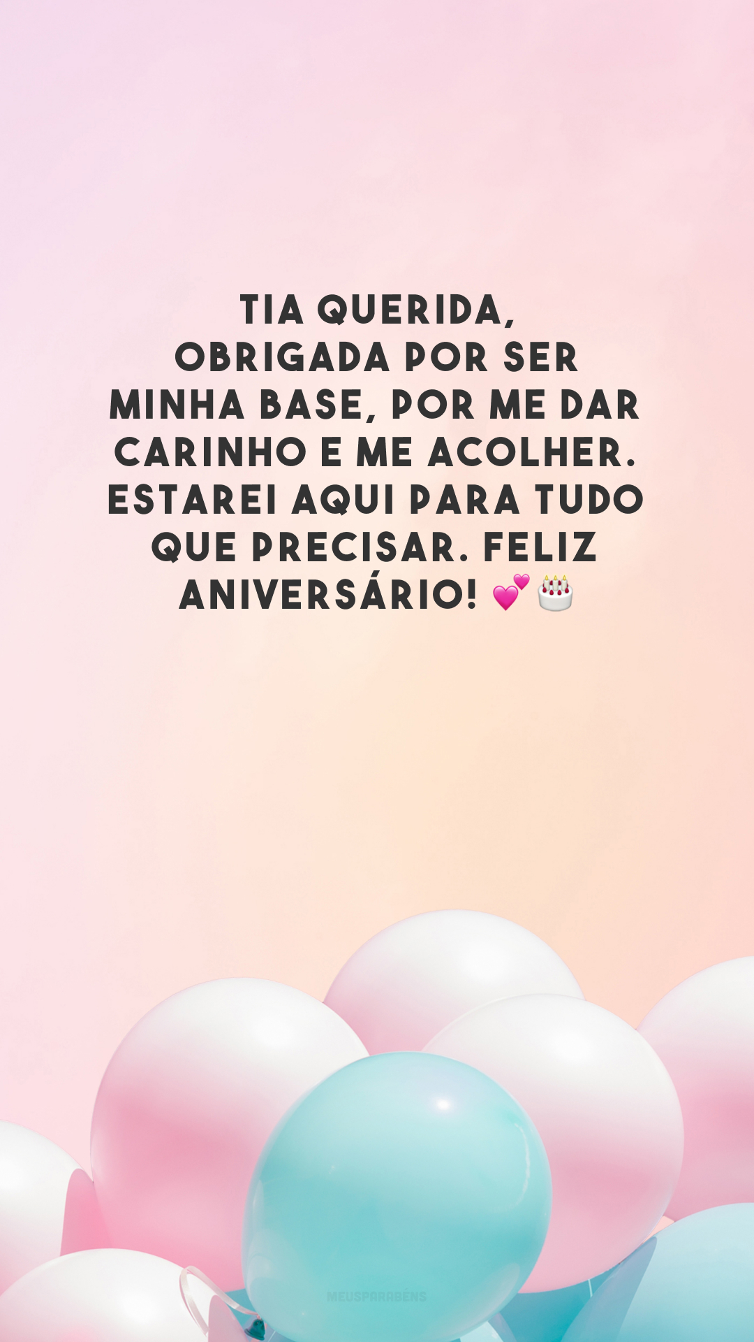 Tia querida, obrigada por ser minha base, por me dar carinho e me acolher. Estarei aqui para tudo que precisar. Feliz aniversário! 💕🎂