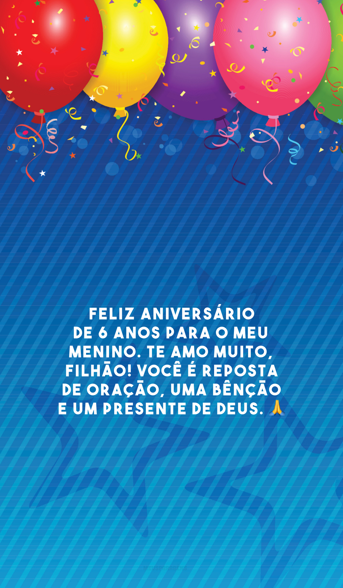 Feliz aniversário de 6 anos para o meu menino. Te amo muito, filhão! Você é reposta de oração, uma bênção e um presente de Deus. 🙏