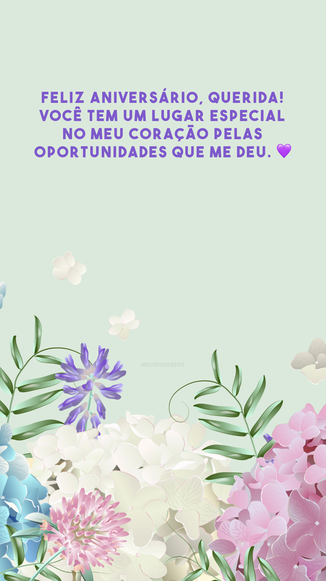 Feliz aniversário, querida! Você tem um lugar especial no meu coração pelas oportunidades que me deu. 💜