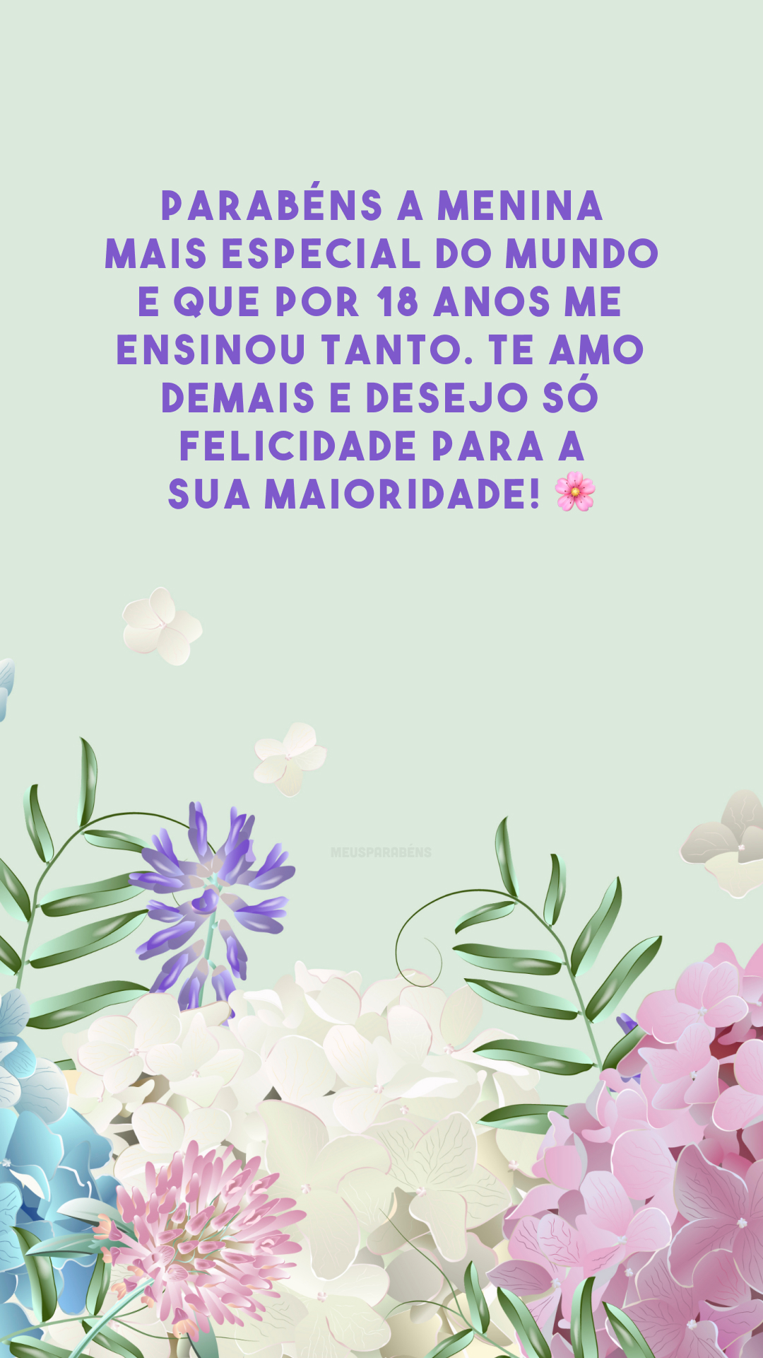 Parabéns a menina mais especial do mundo e que por 18 anos me ensinou tanto. Te amo demais e desejo só felicidade para a sua maioridade! 🌸