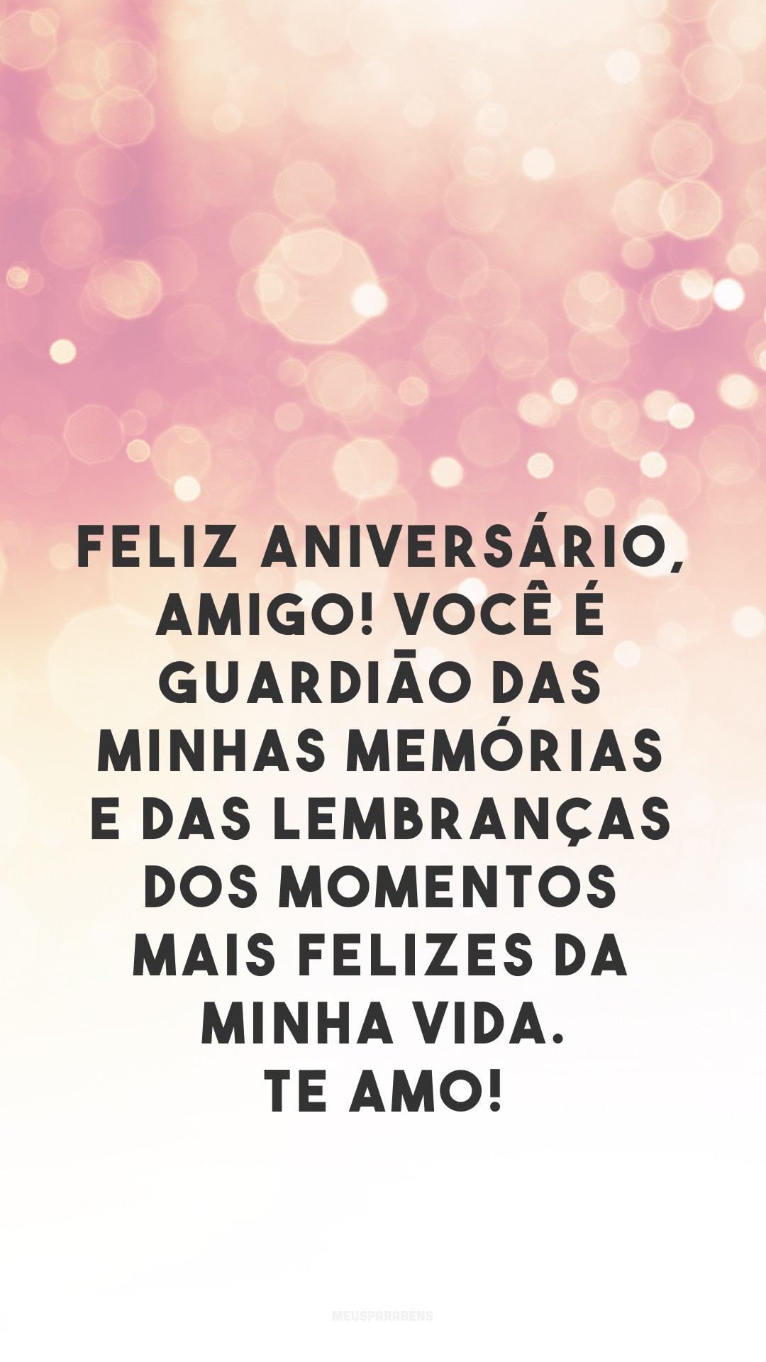 Feliz aniversário, amigo! Você é guardião das minhas memórias e das lembranças dos momentos mais felizes da minha vida. Te amo!