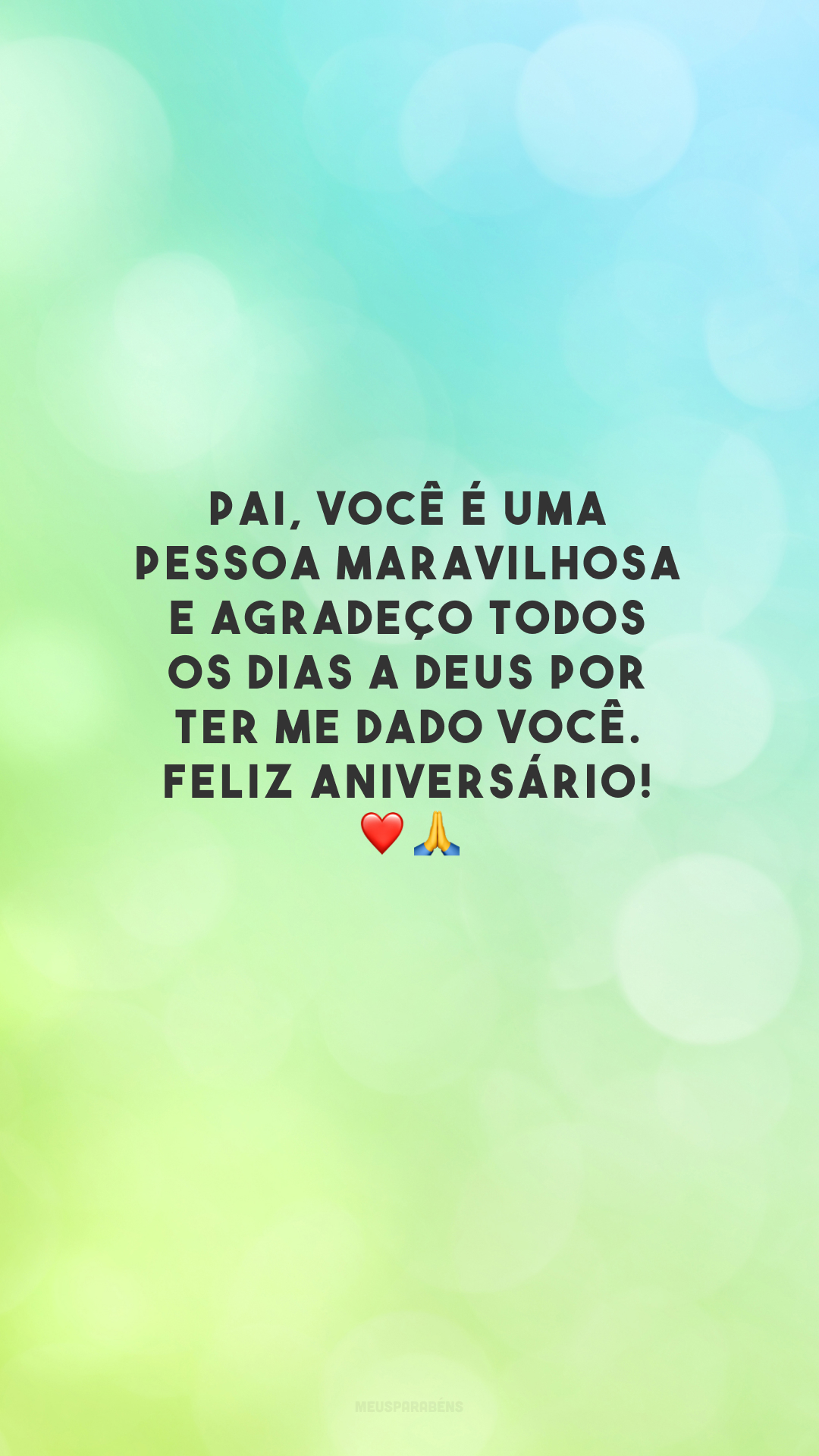 Pai, você é uma pessoa maravilhosa e agradeço todos os dias a Deus por ter me dado você. Feliz aniversário! ❤️🙏