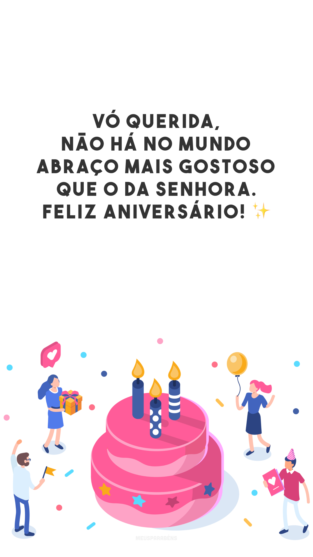 Vó querida, não há no mundo abraço mais gostoso que o da senhora. Feliz aniversário! ✨