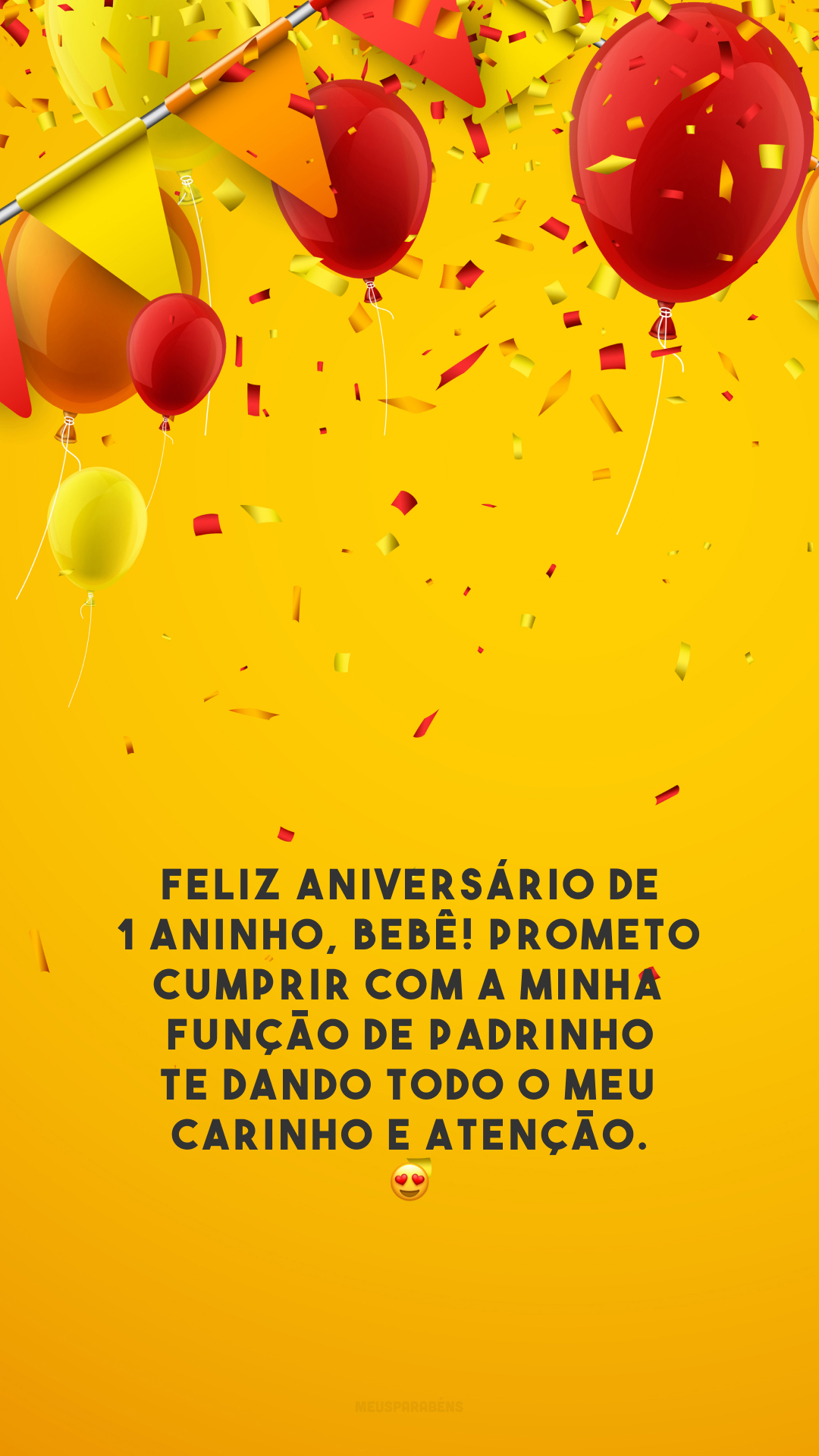 Feliz aniversário de 1 aninho, bebê! Prometo cumprir com a minha função de padrinho te dando todo o meu carinho e atenção. 😍