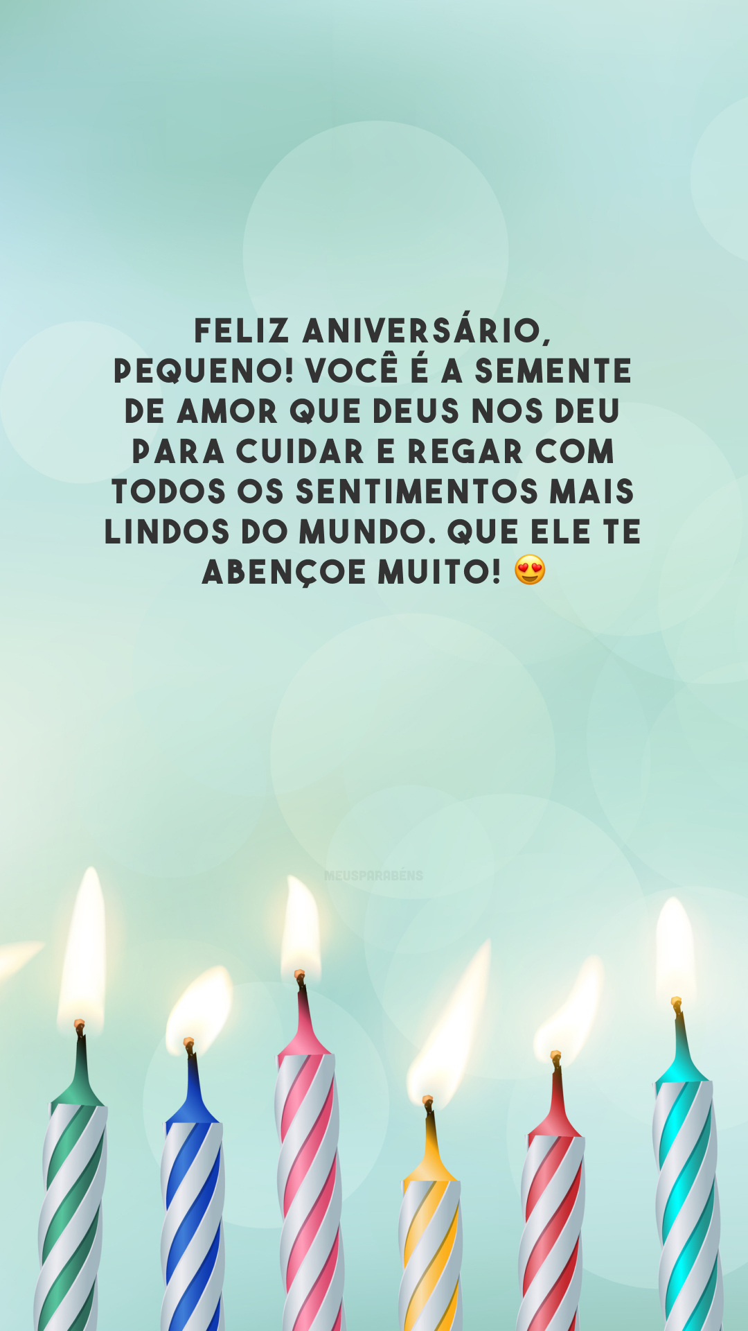 Feliz aniversário, pequeno! Você é a semente de amor que Deus nos deu para cuidar e regar com todos os sentimentos mais lindos do mundo. Que Ele te abençoe muito! 😍