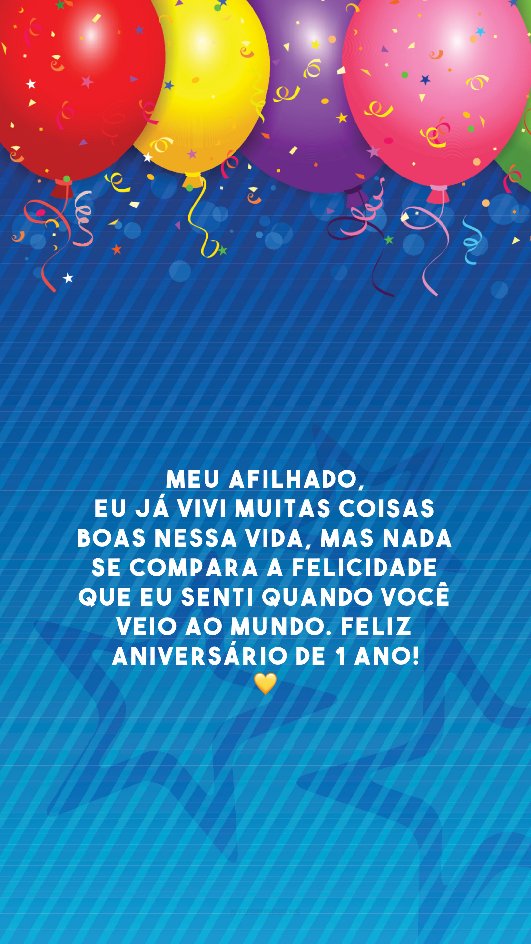 Meu afilhado, eu já vivi muitas coisas boas nessa vida, mas nada se compara a felicidade que eu senti quando você veio ao mundo. Feliz aniversário de 1 ano! 💛