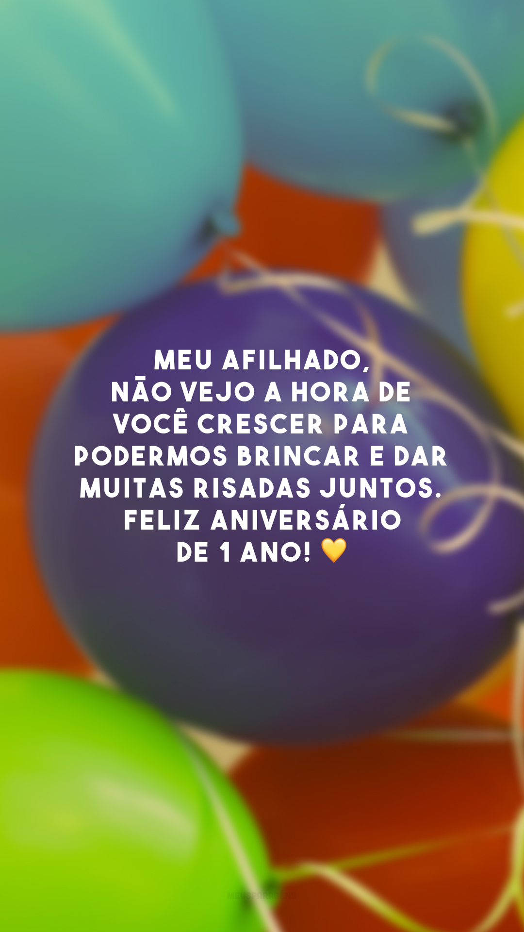 Meu afilhado, não vejo a hora de você crescer para podermos brincar e dar muitas risadas juntos. Feliz aniversário de 1 ano! 💛