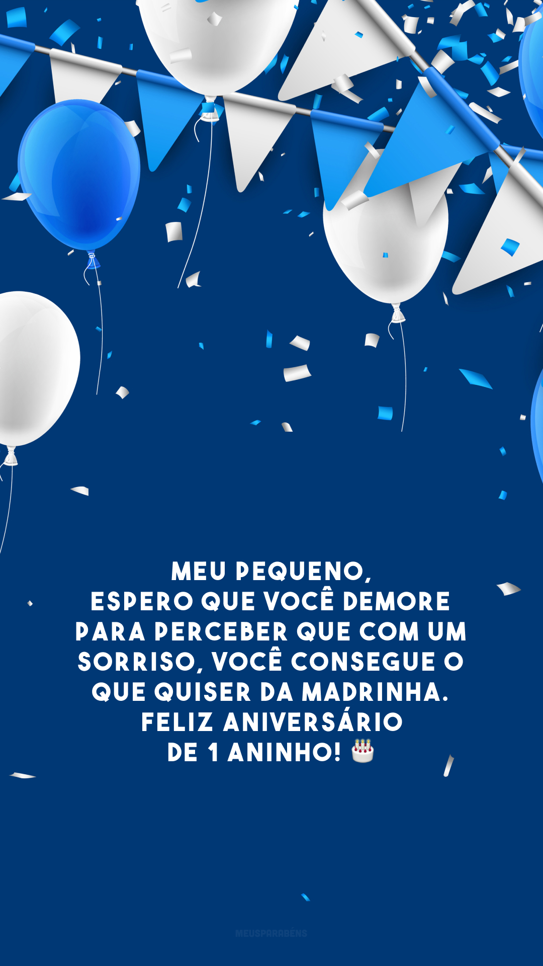 Meu pequeno, espero que você demore para perceber que com um sorriso, você consegue o que quiser da madrinha. Feliz aniversário de 1 aninho! 🎂