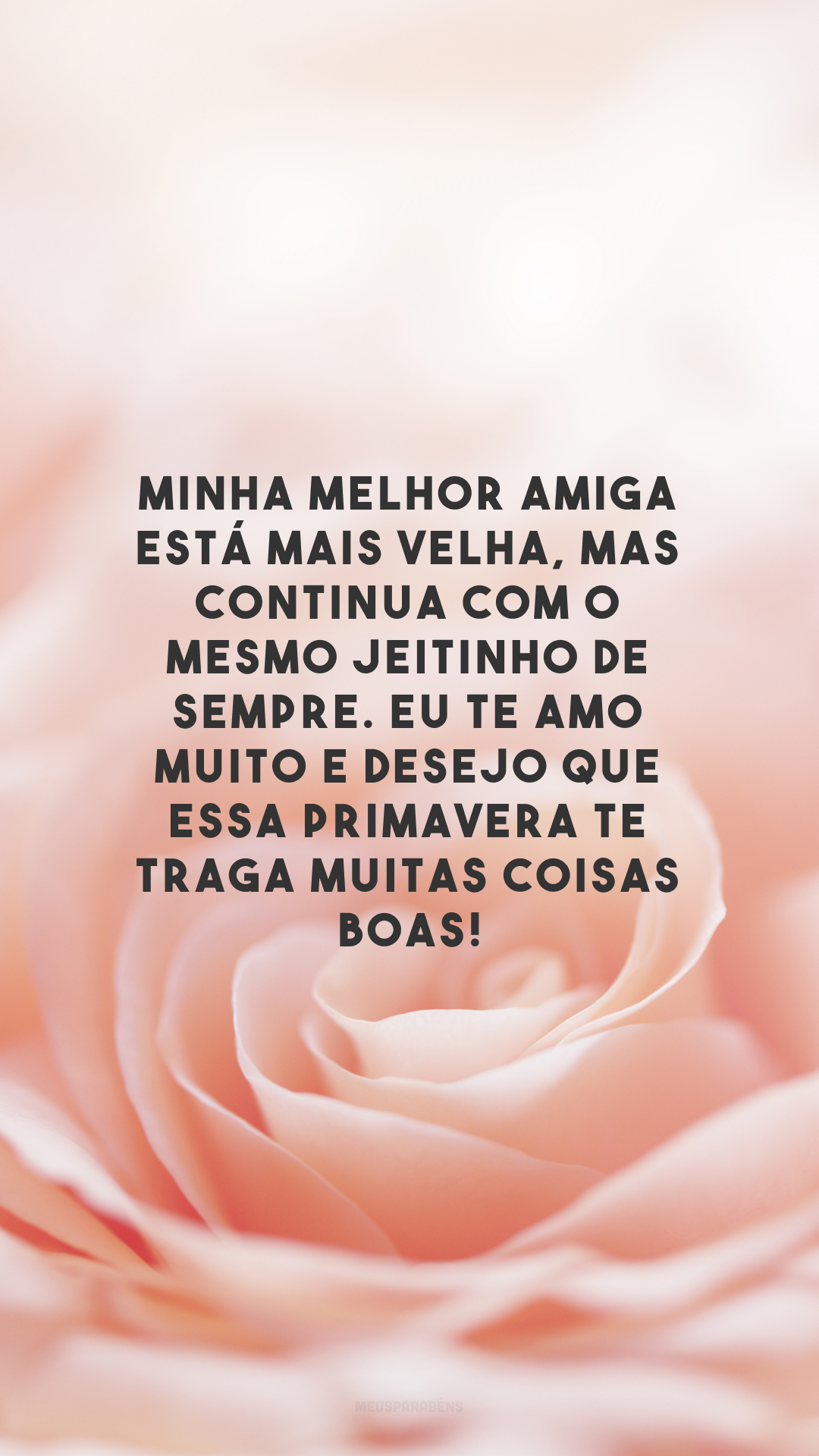 Minha melhor amiga está mais velha, mas continua com o mesmo jeitinho de sempre. Eu te amo muito e desejo que essa primavera te traga muitas coisas boas!